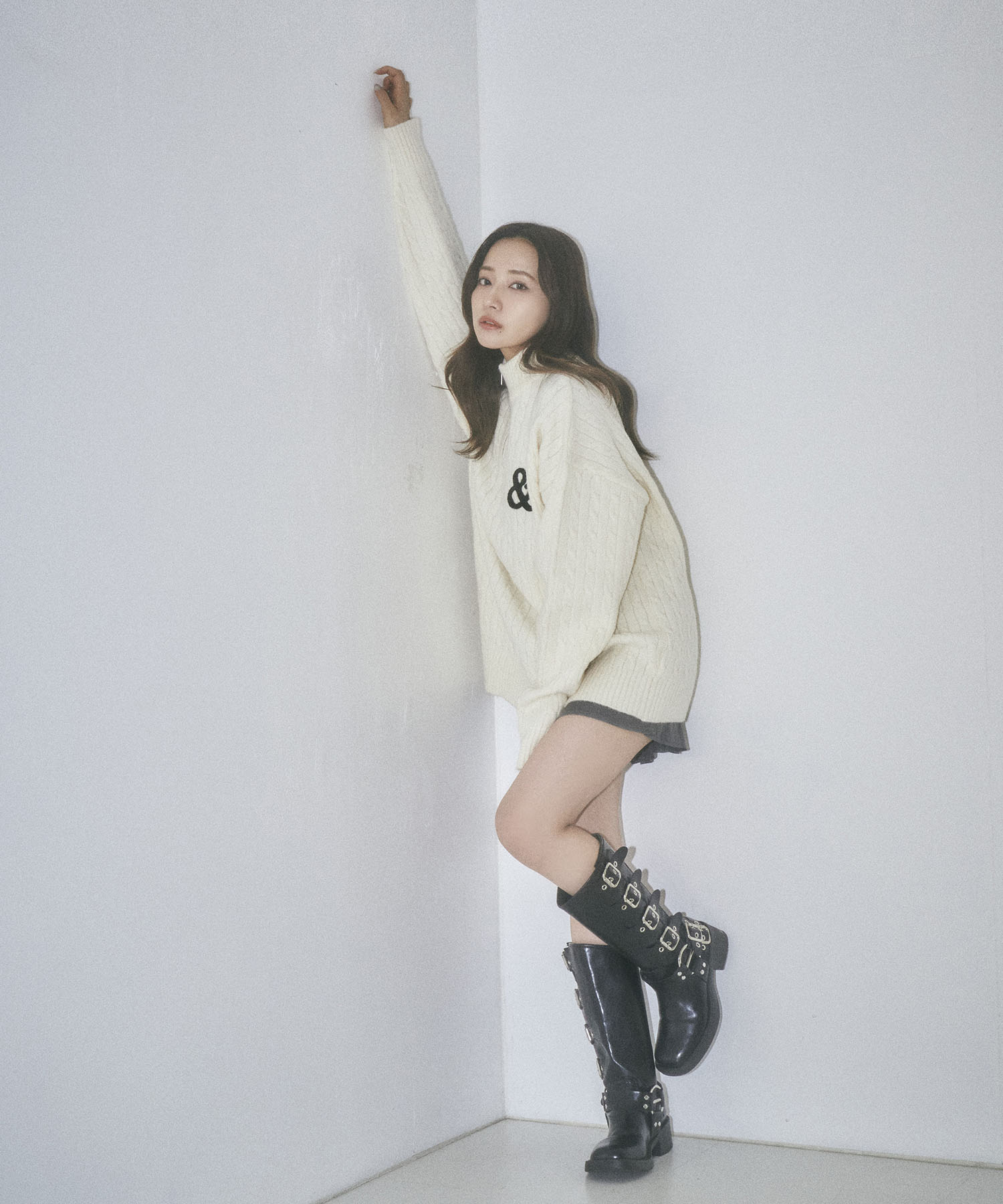 UNISEX ハーフジップハイネックニット