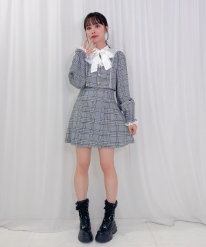 チェックドッキングラッフルワンピース