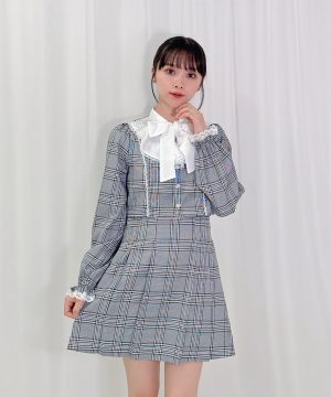 チェックドッキングラッフルワンピース