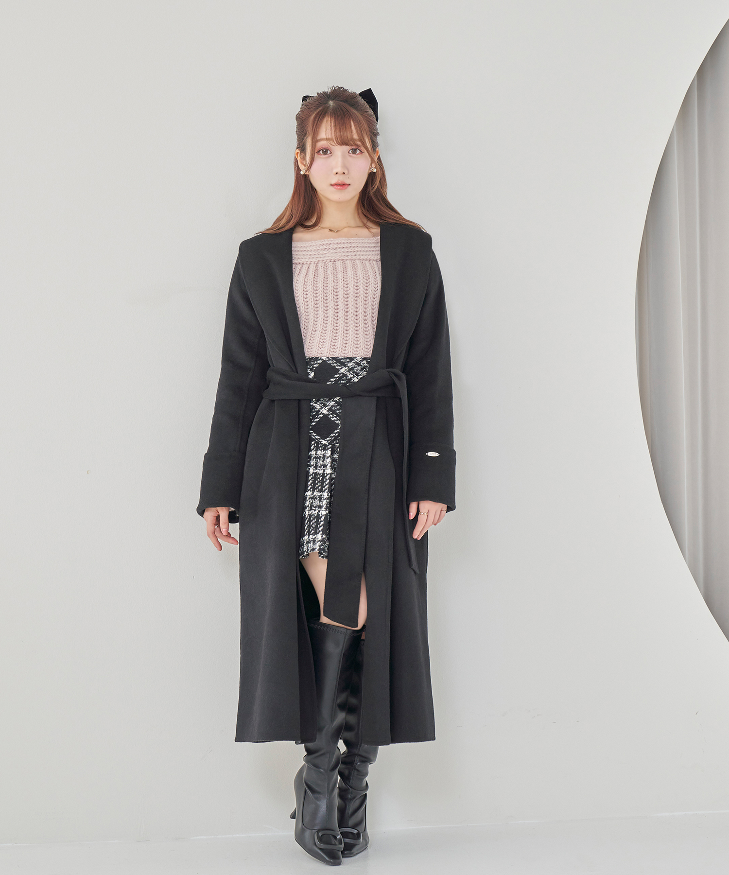 rose charm rever coat【black】