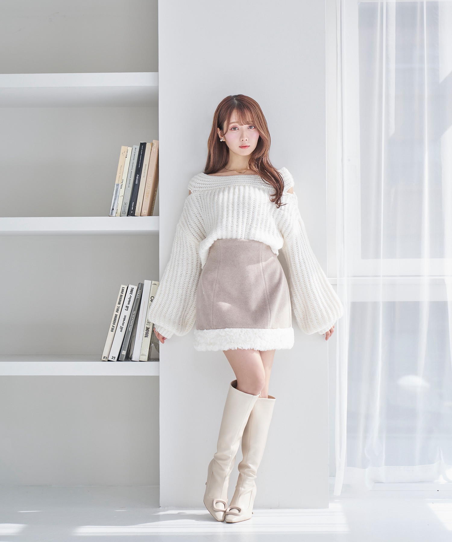 open sleeve knit o/p set【white mix】 – BUNNY APARTMENT