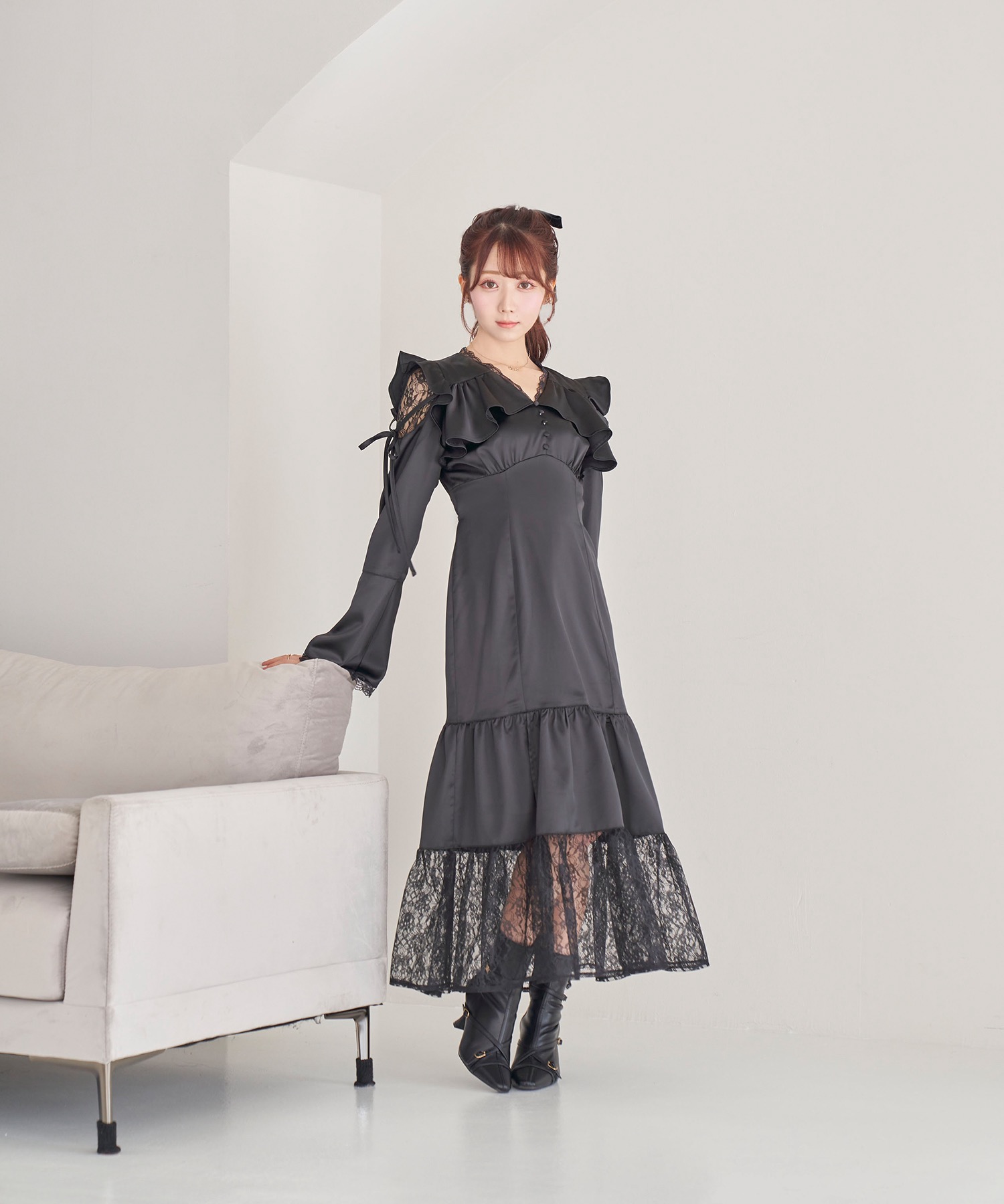 lace maid style dress【brown】 – BUNNY APARTMENT