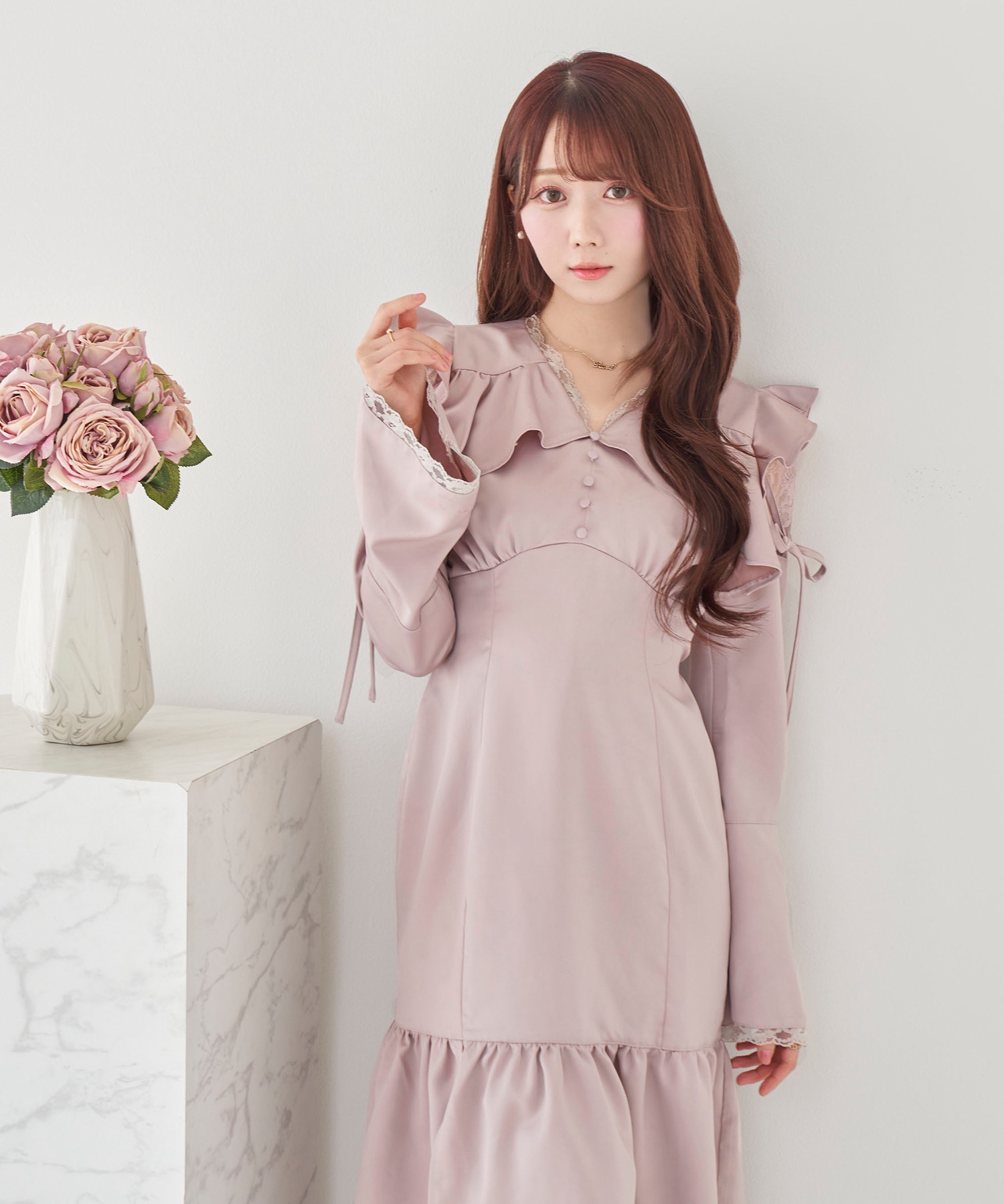 raffle slit lace switching dress【pink】 – BUNNY APARTMENT