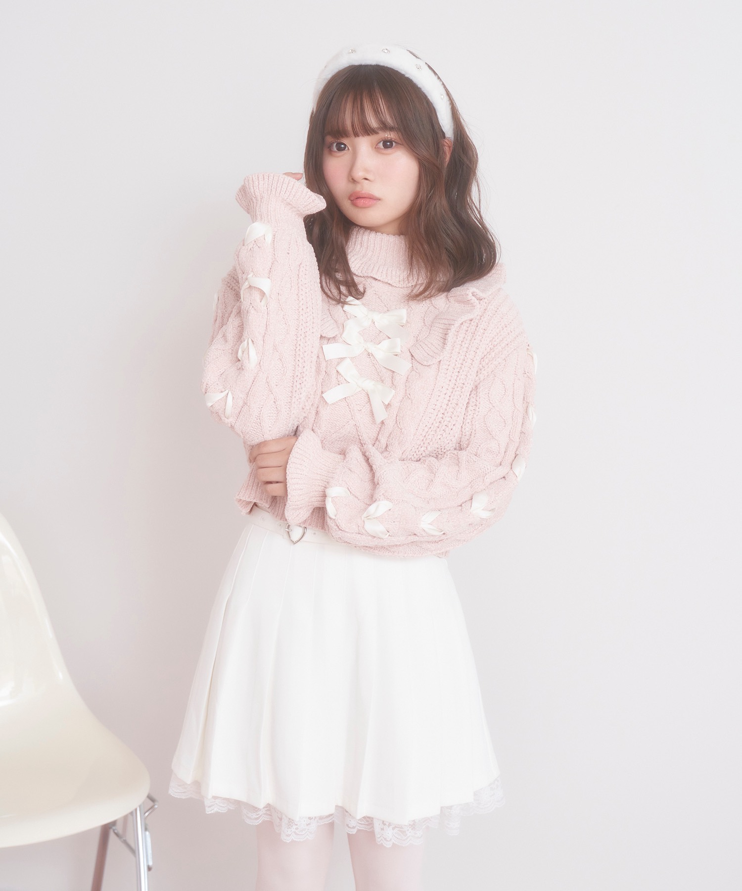 インナーパンツ付きダブルベルトプリーツスカート