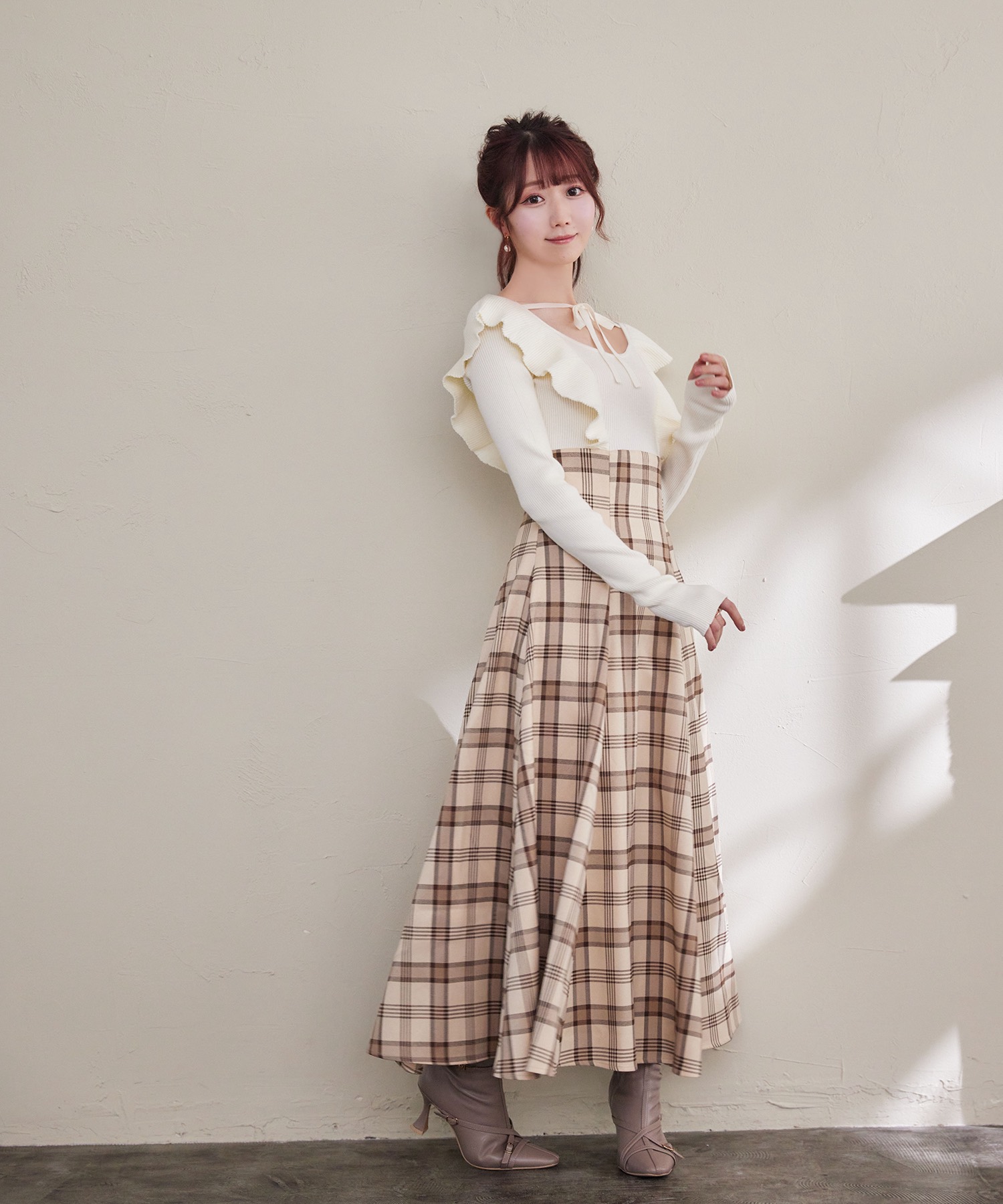 checkered×knit docking one piece – BUNNY APARTMENT