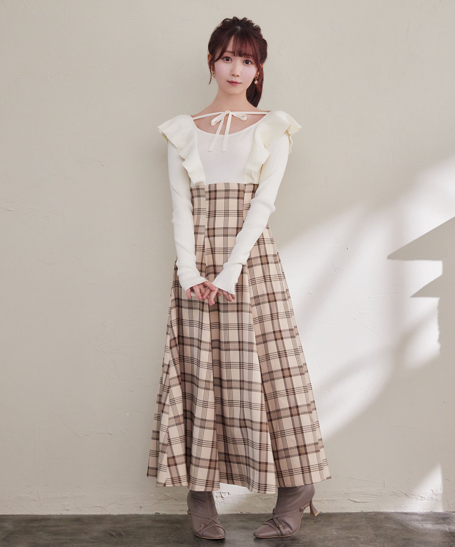 jacquard piping dress【ivory】 – BUNNY APARTMENT