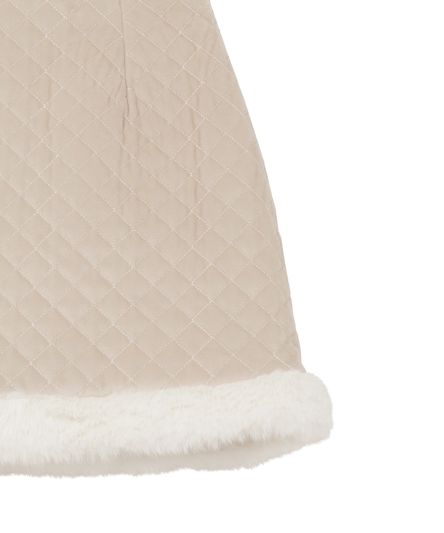 Quilting fake fur mini skirt