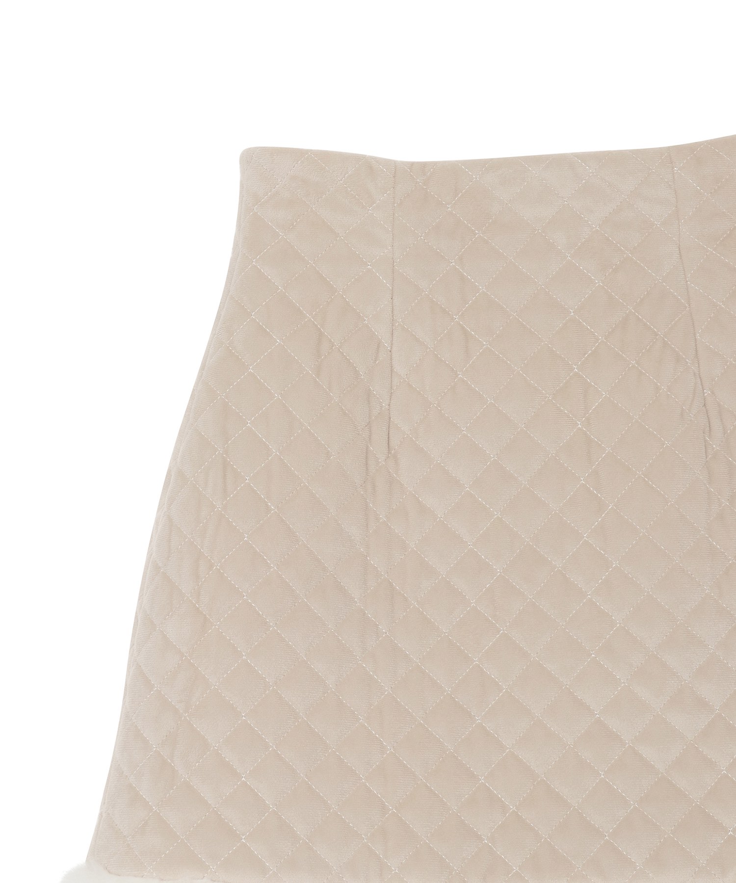 Quilting fake fur mini skirt