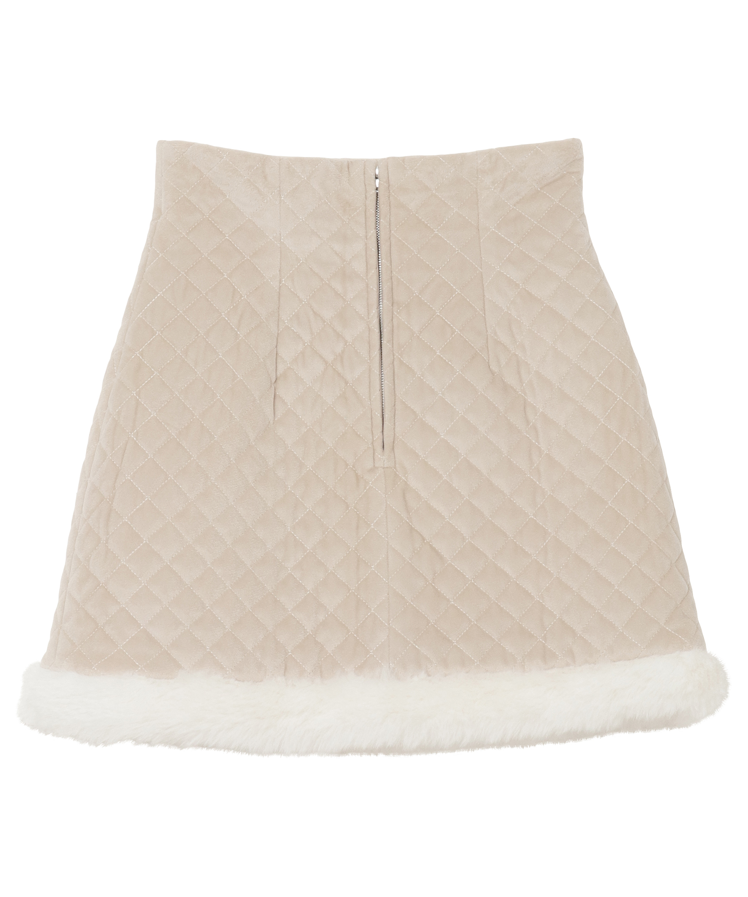 Quilting fake fur mini skirt