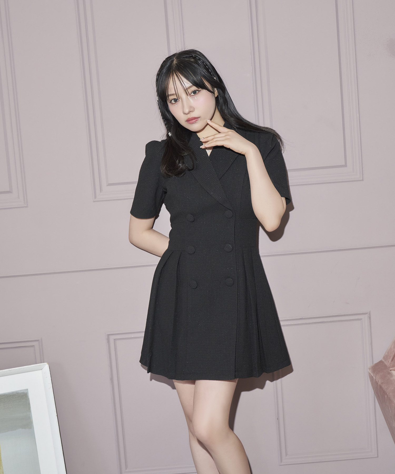 ツイードジャケットプリーツワンピ