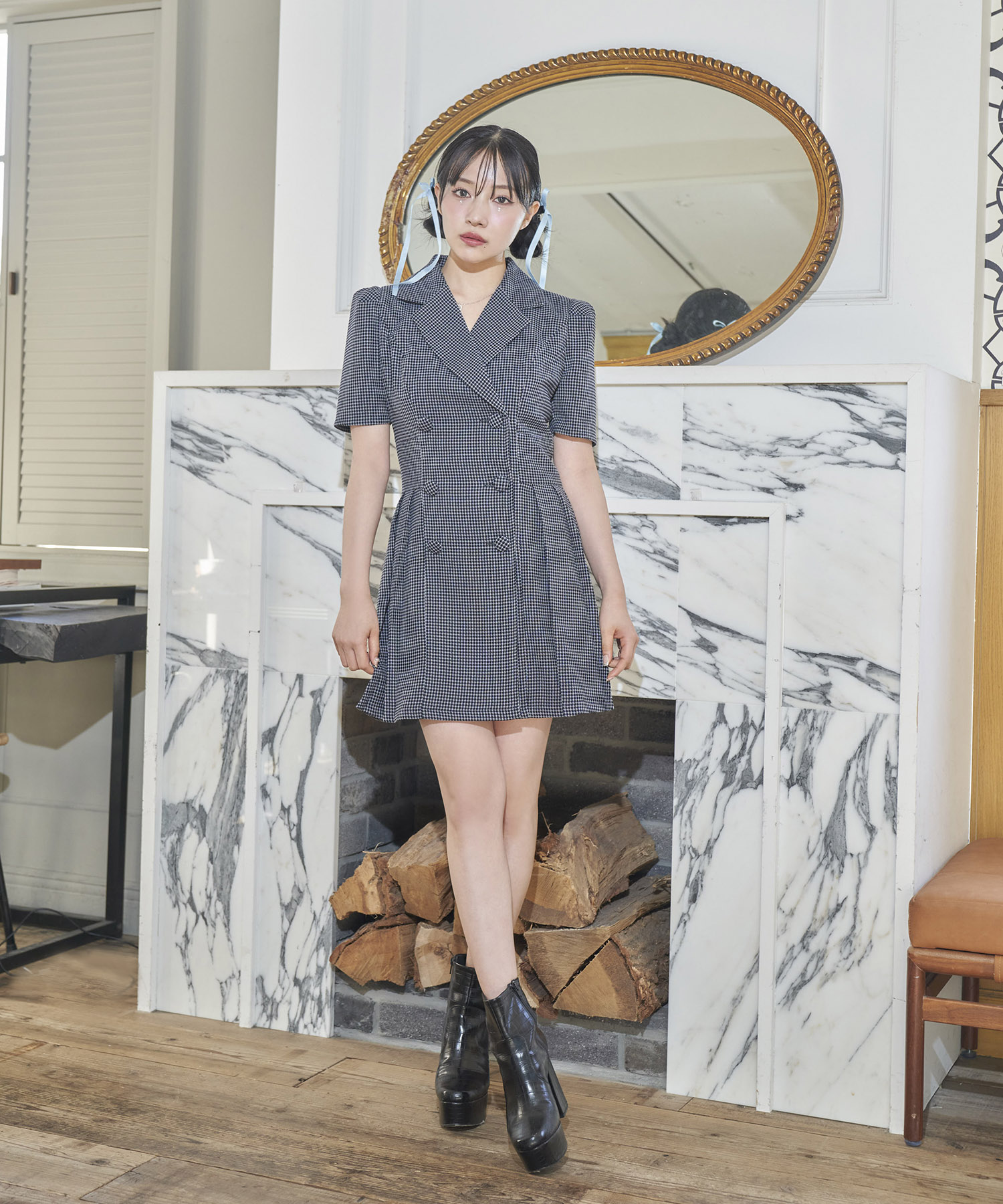 ツイードジャケットプリーツワンピ