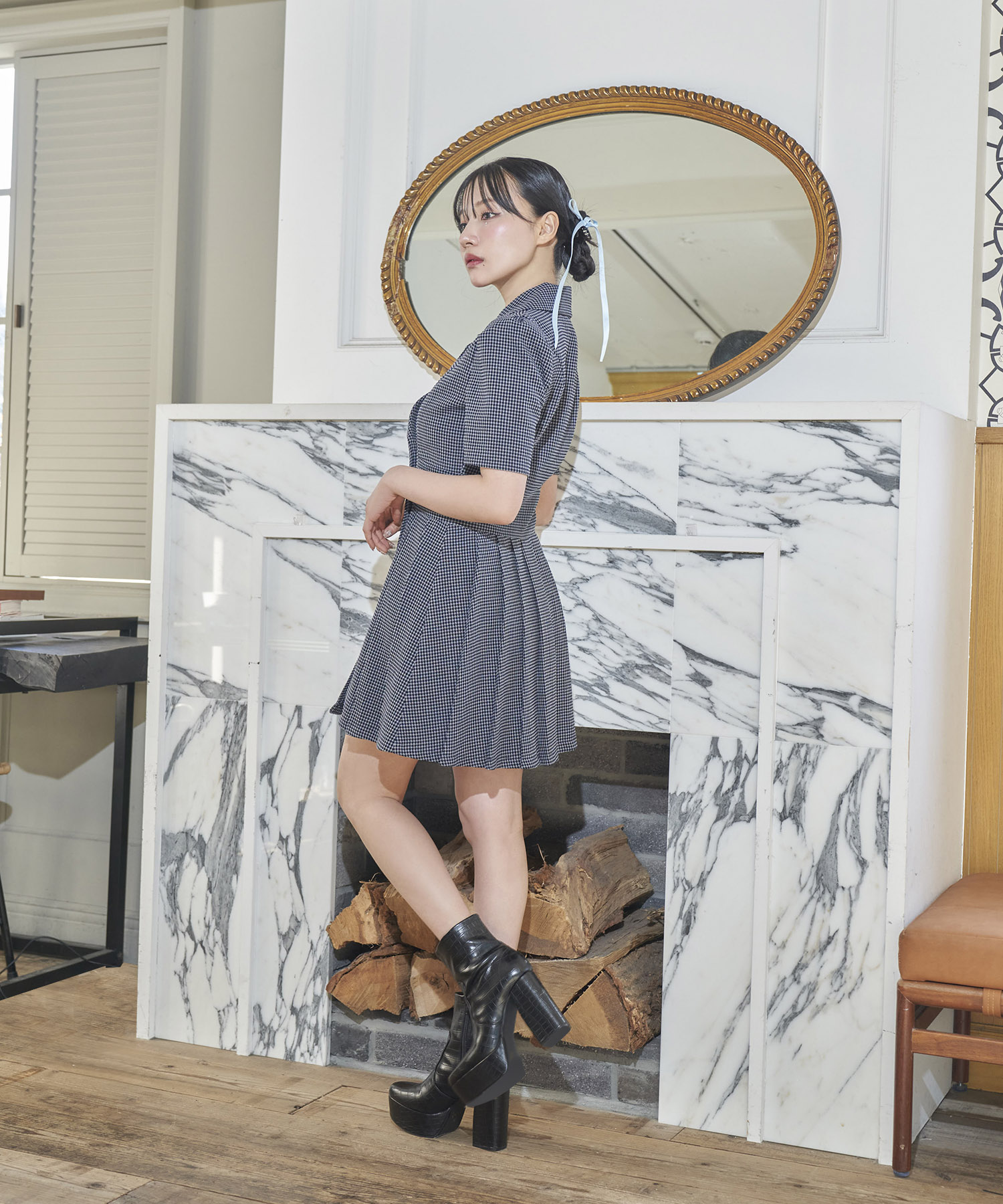 ツイードジャケットプリーツワンピ