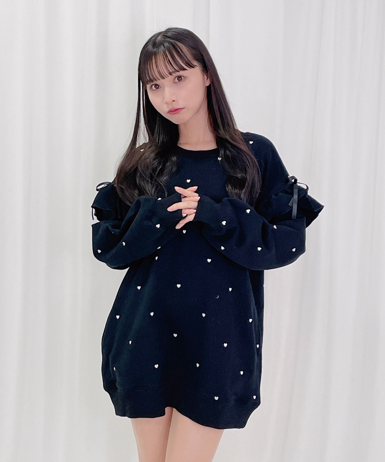 Honey Cinnamon ハート ケープ ポンチョ ホワイト Honey Cinnamon ハート ケープ ポンチョ ホワイト
