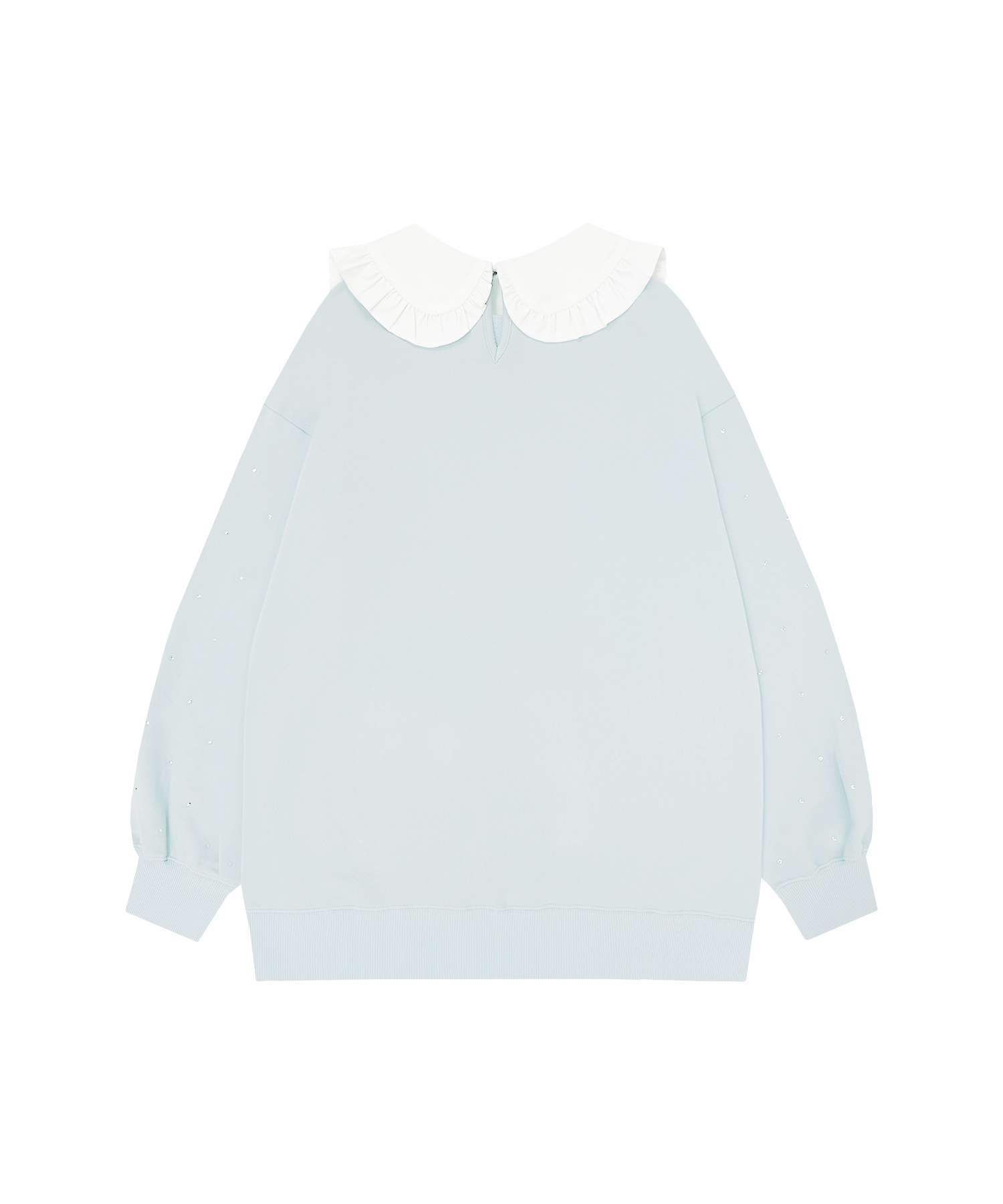 ラインストーンリボン刺繍丸襟トレーナーワンピース