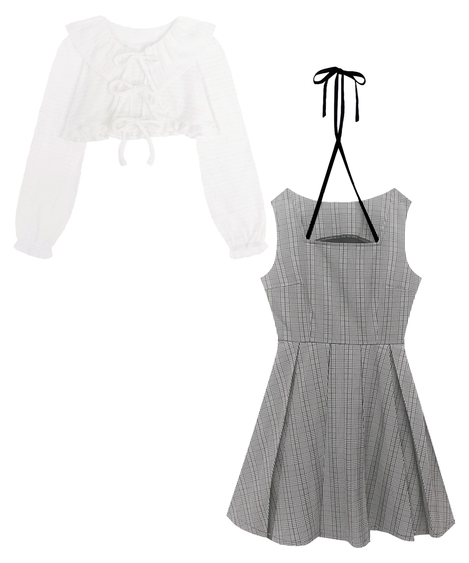 リボン付きスクエアセットアップ