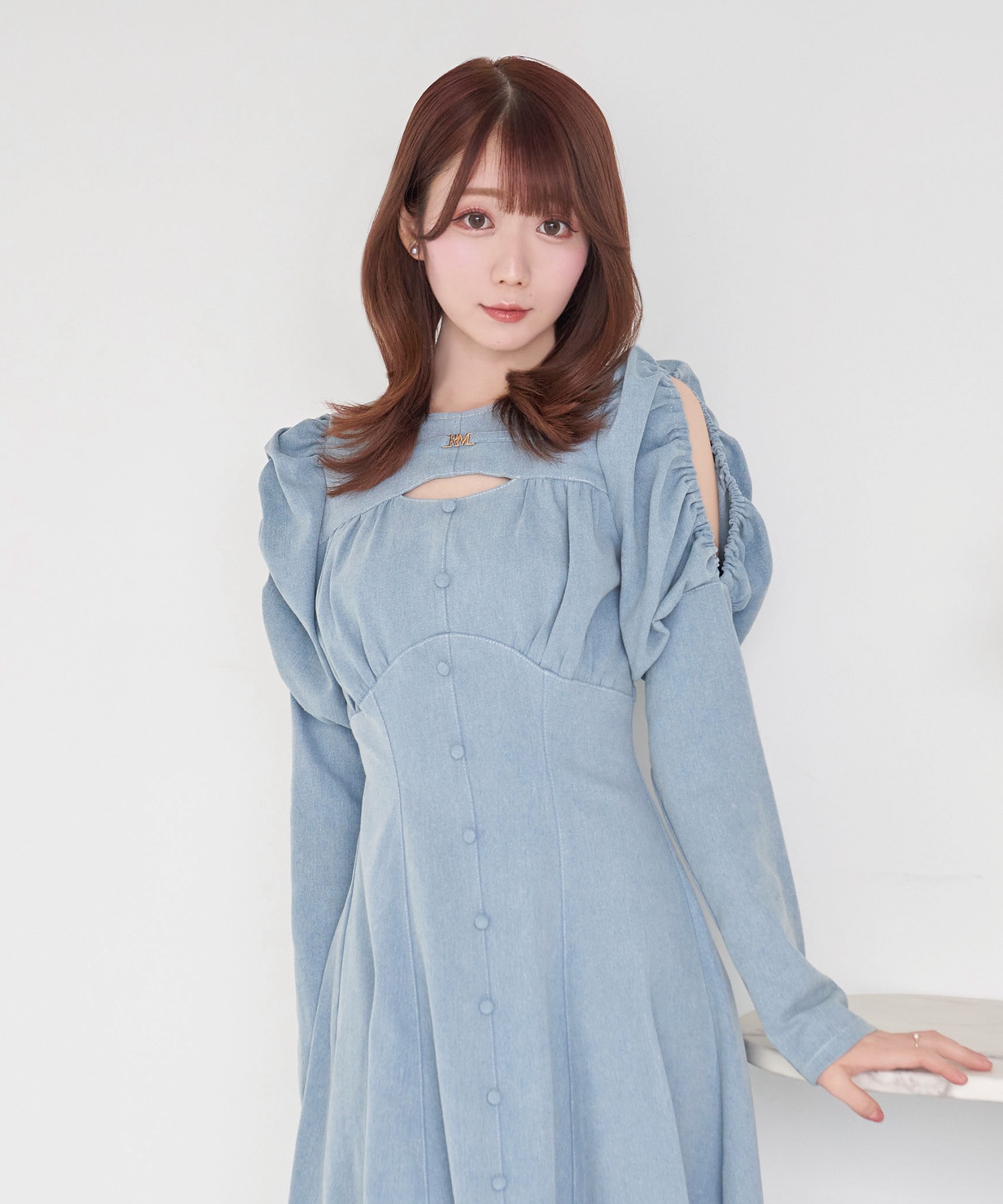 denim logo charm dress