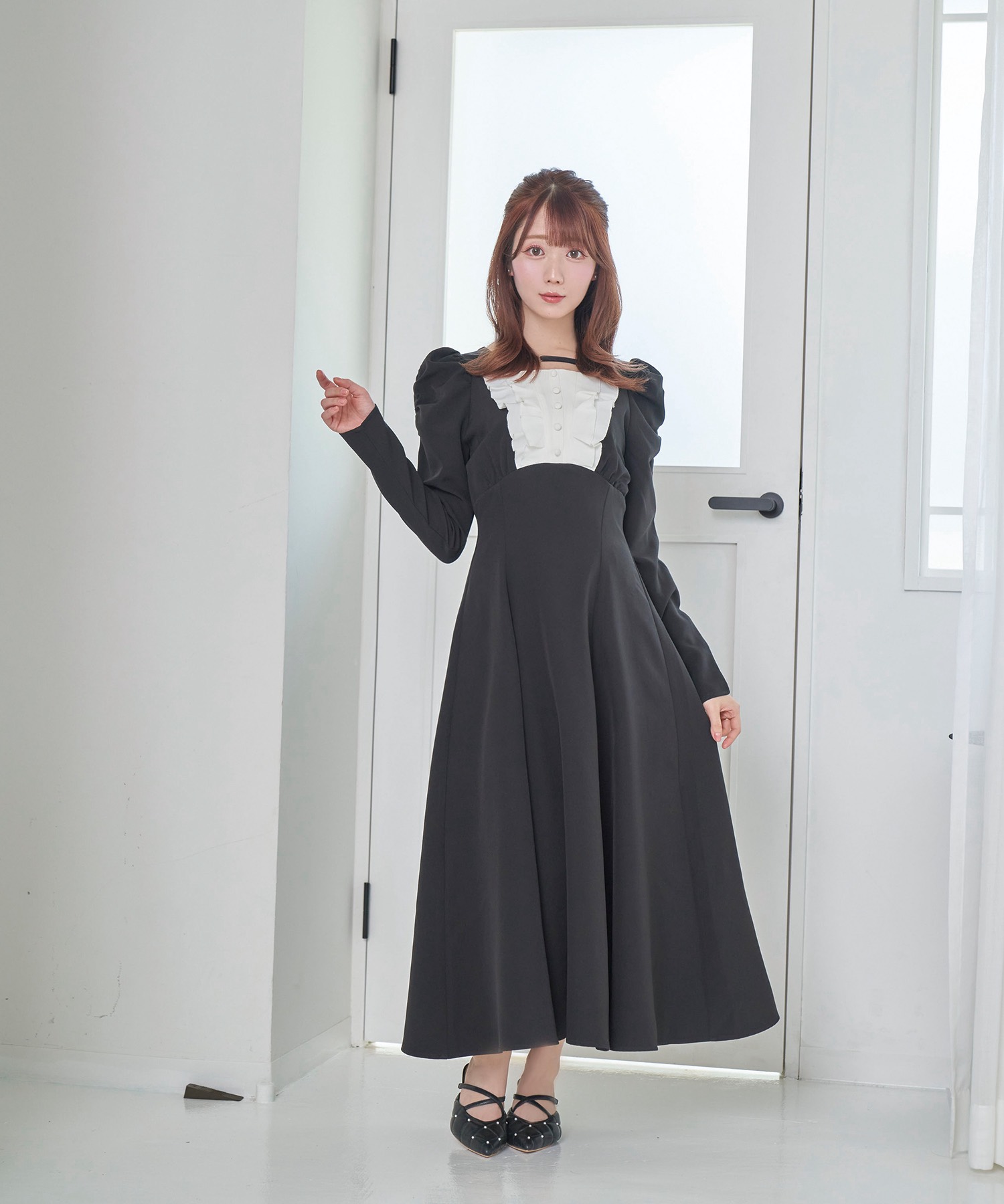 check box tuck dress【beige】 – BUNNY APARTMENT