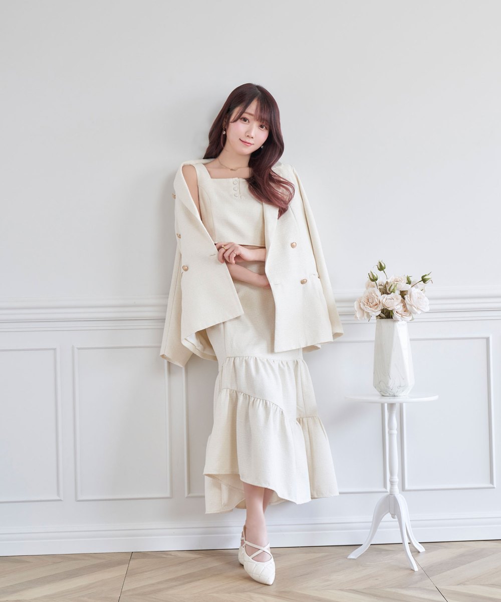 asymme tiered skirt set