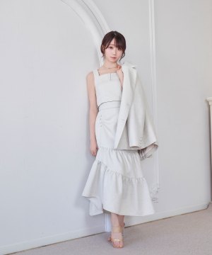 asymme tiered skirt set