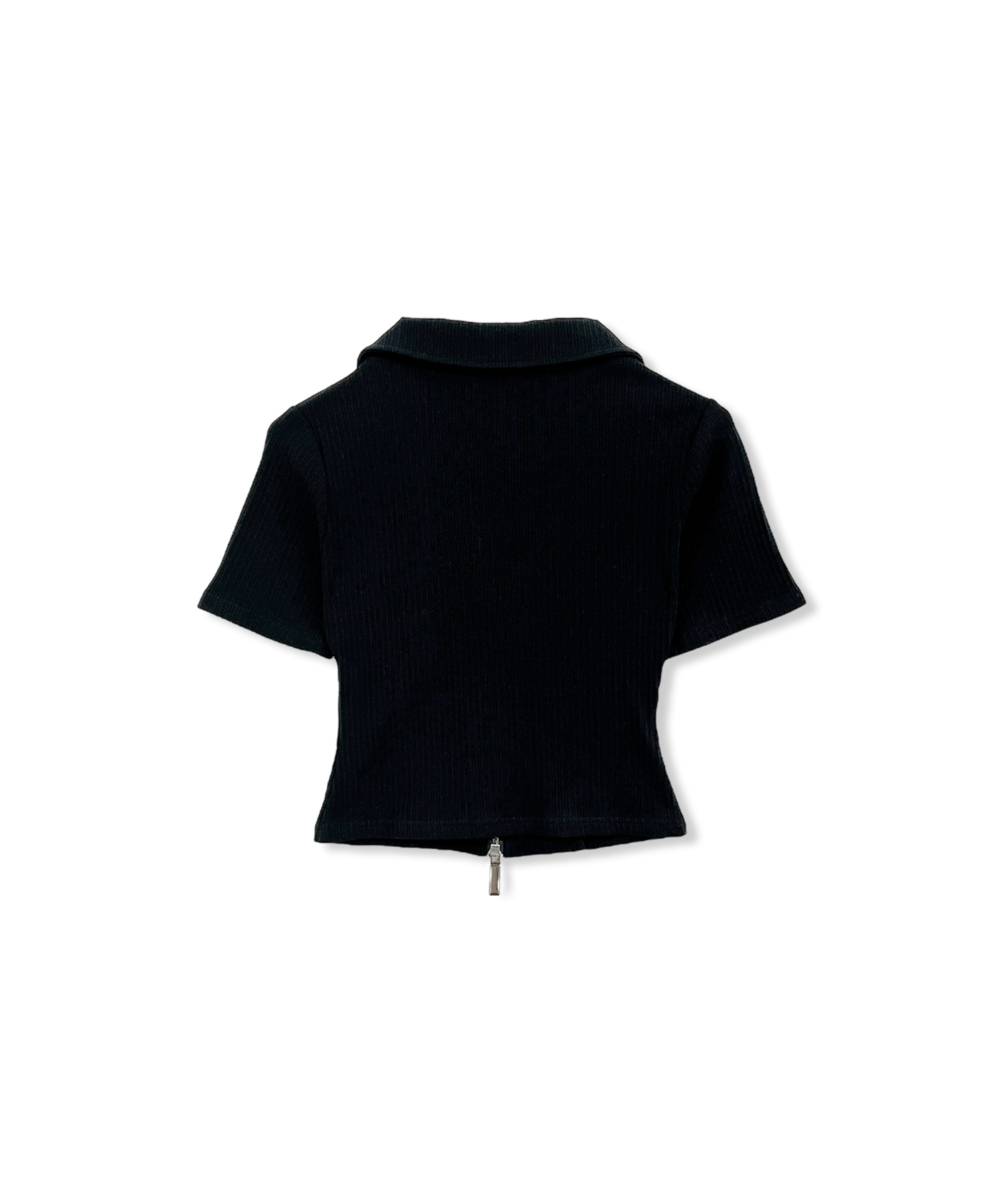 W ZIP CROPPED TOPS / BLACK