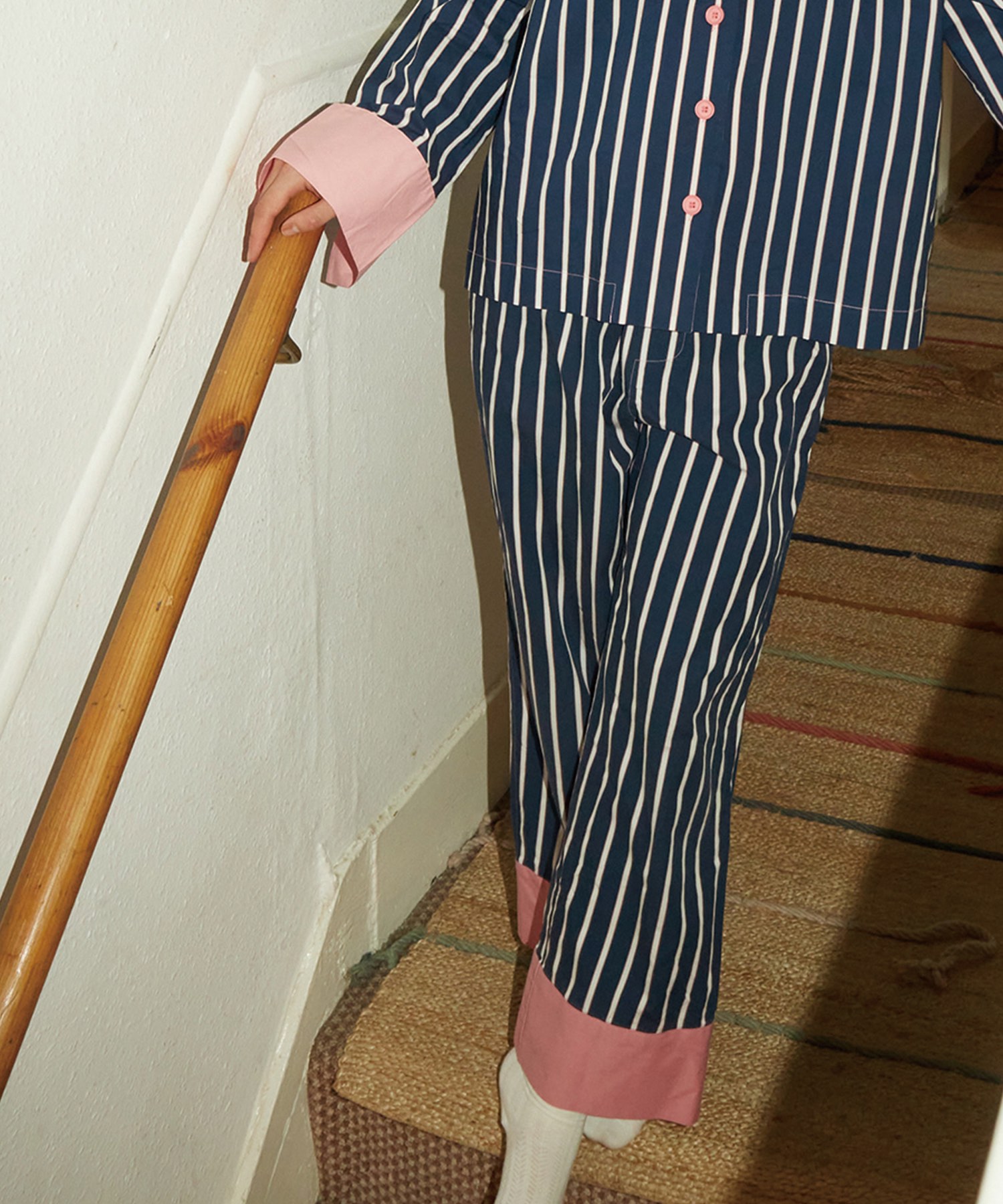 Navy Pink Stripe Pants