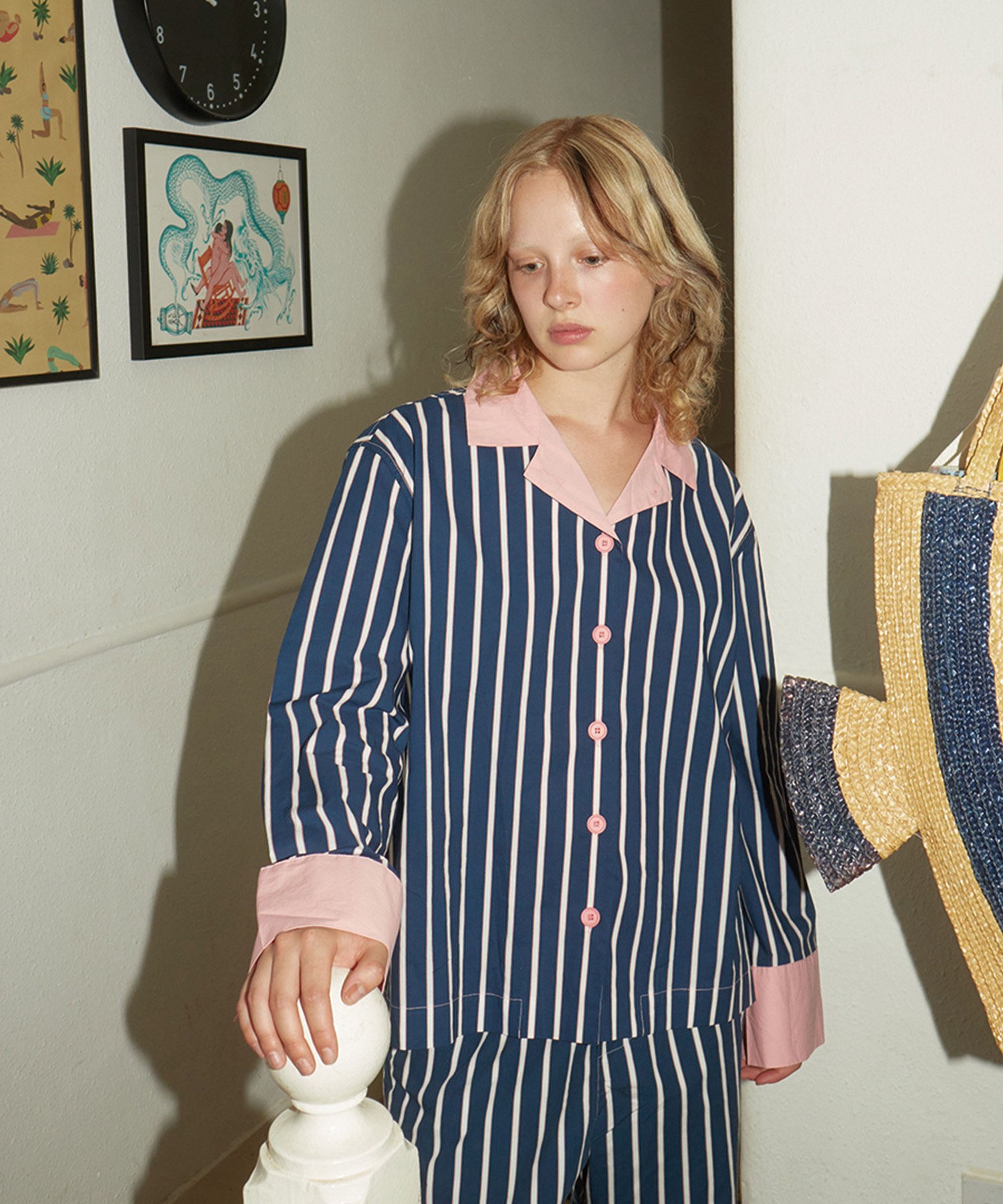 Navy Pink Stripe Shirt