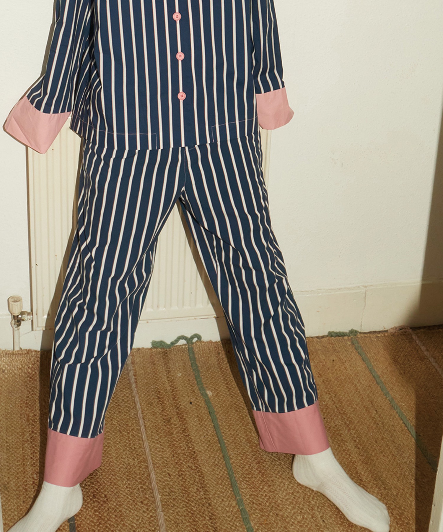 Navy Pink Stripe Pants