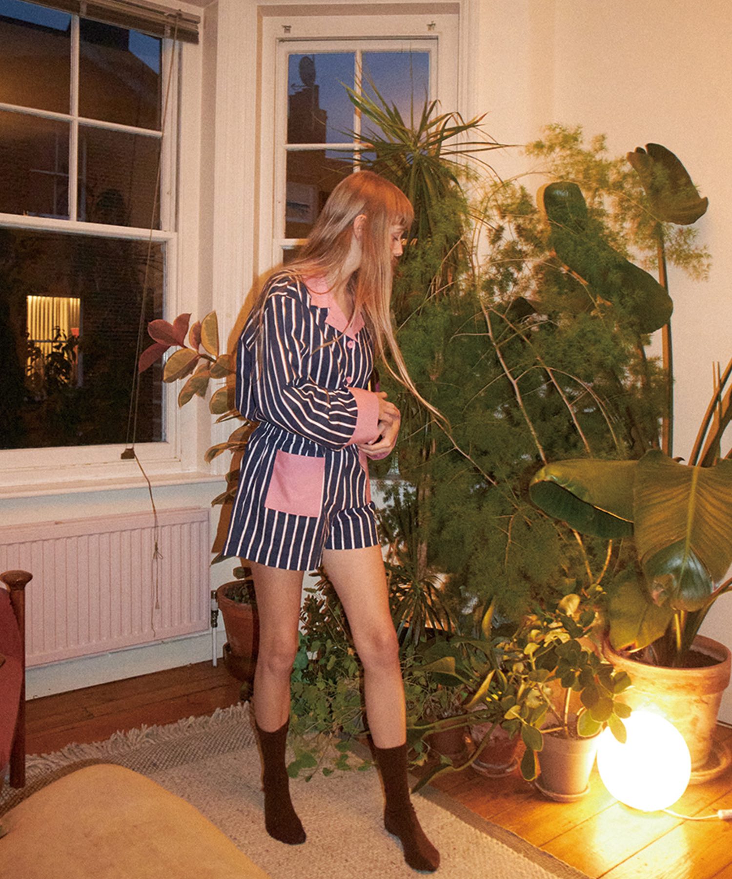 Navy Pink Stripe Shirt