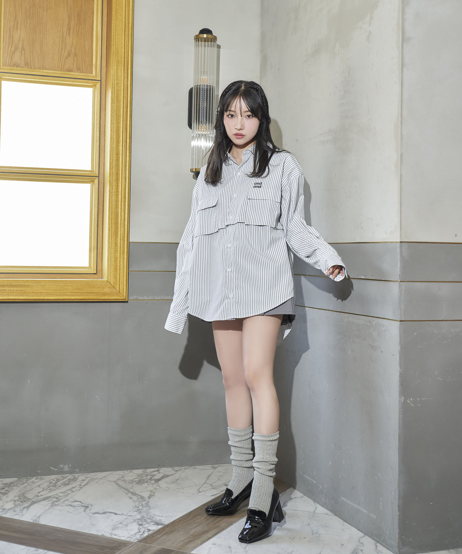 UNISEX 2WAYストライプシャツ