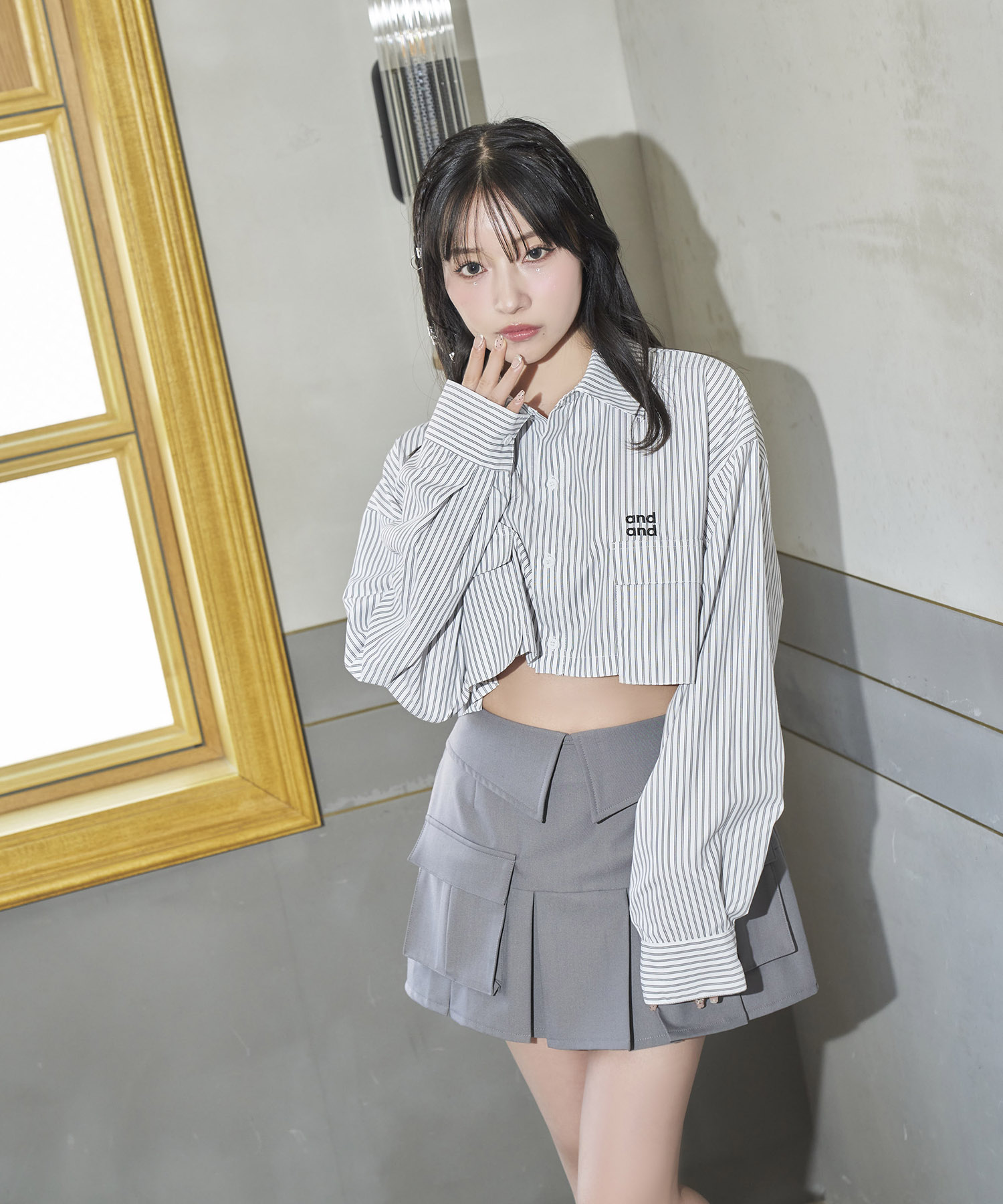 UNISEX 2WAYストライプシャツ