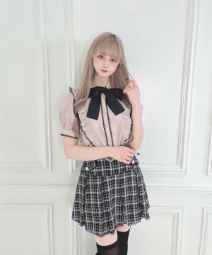 バイカラービッグリボンブラウス