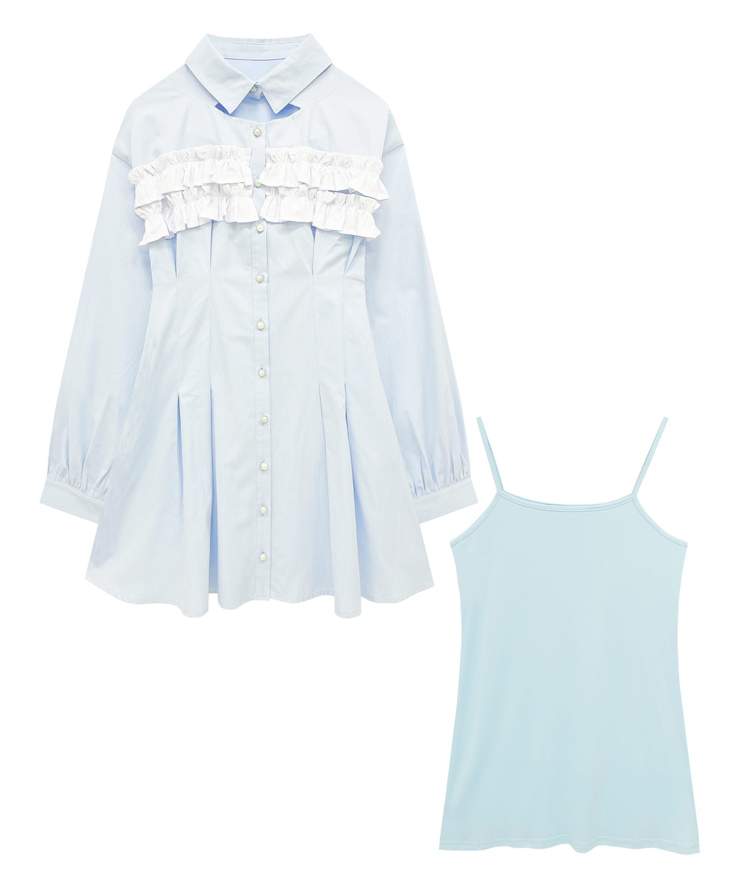 デコルテ開きシャツワンピース