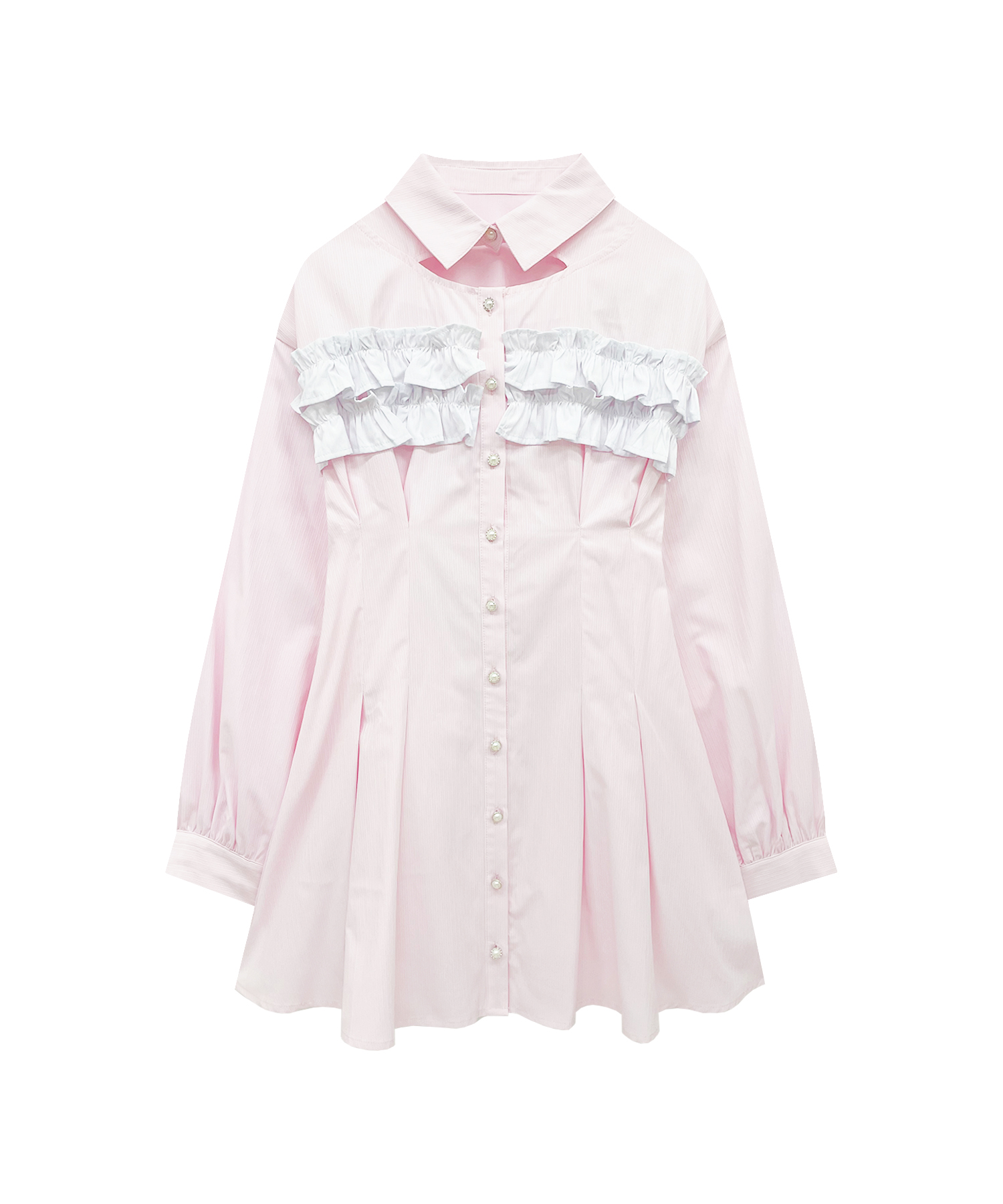 デコルテ開きシャツワンピース