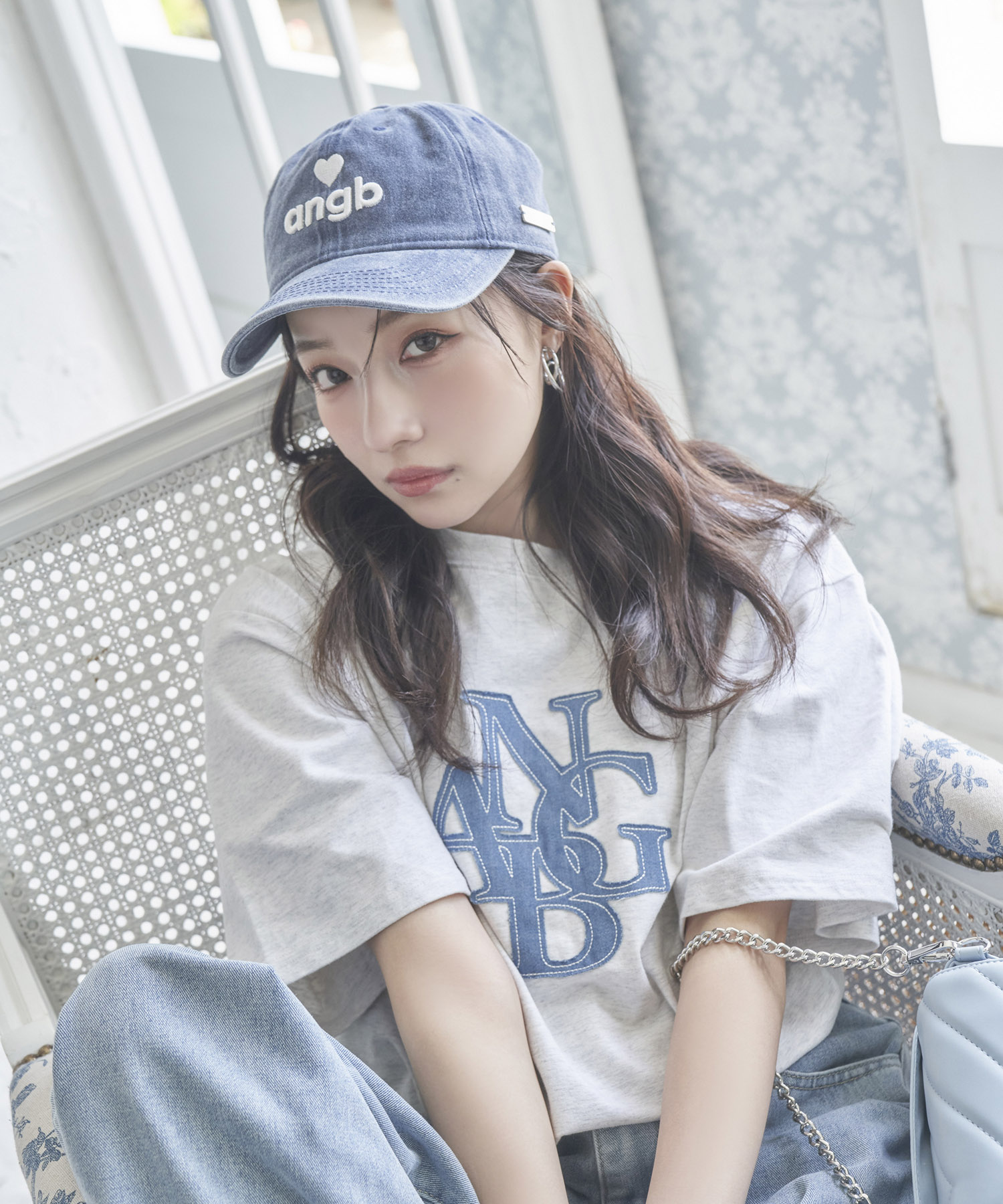 ケミカルウォッシュロゴキャップ