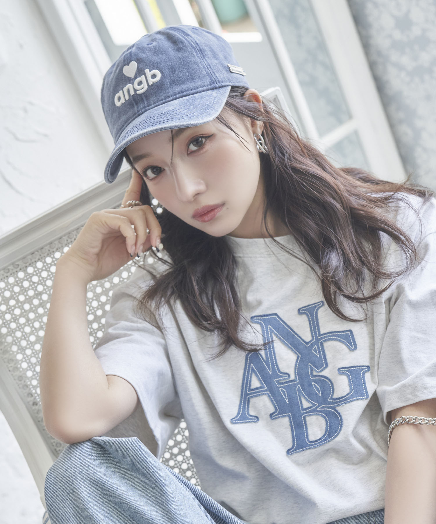 ケミカルウォッシュロゴキャップ