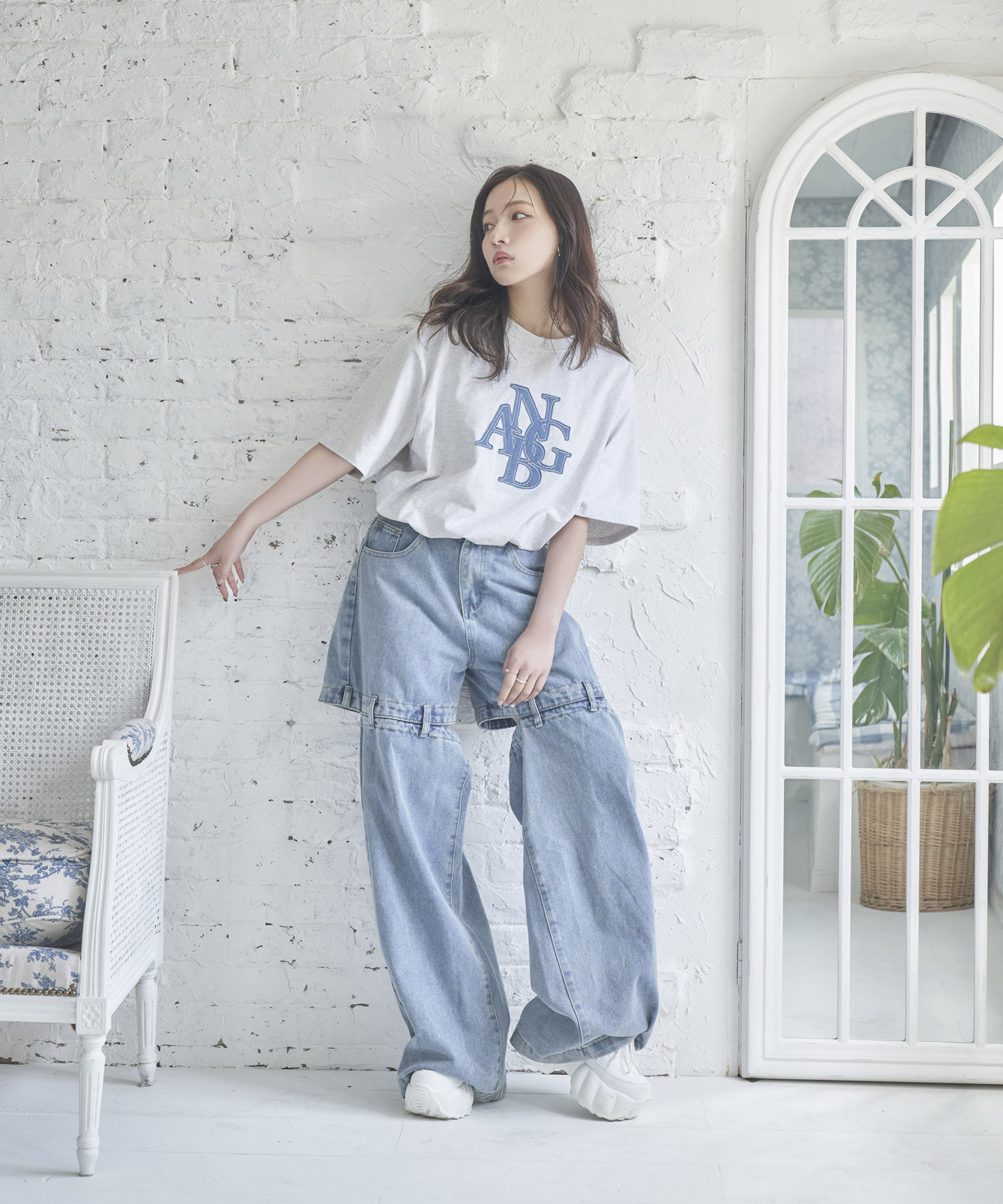 UNISEX デニムパッチTシャツ