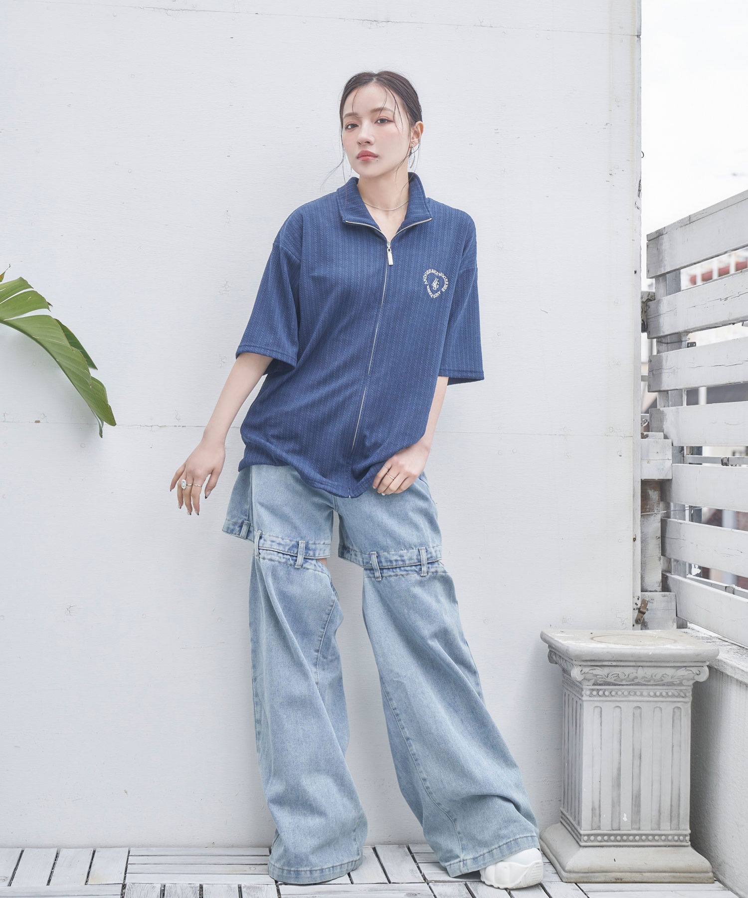 UNISEX フルジップケーブルトップス