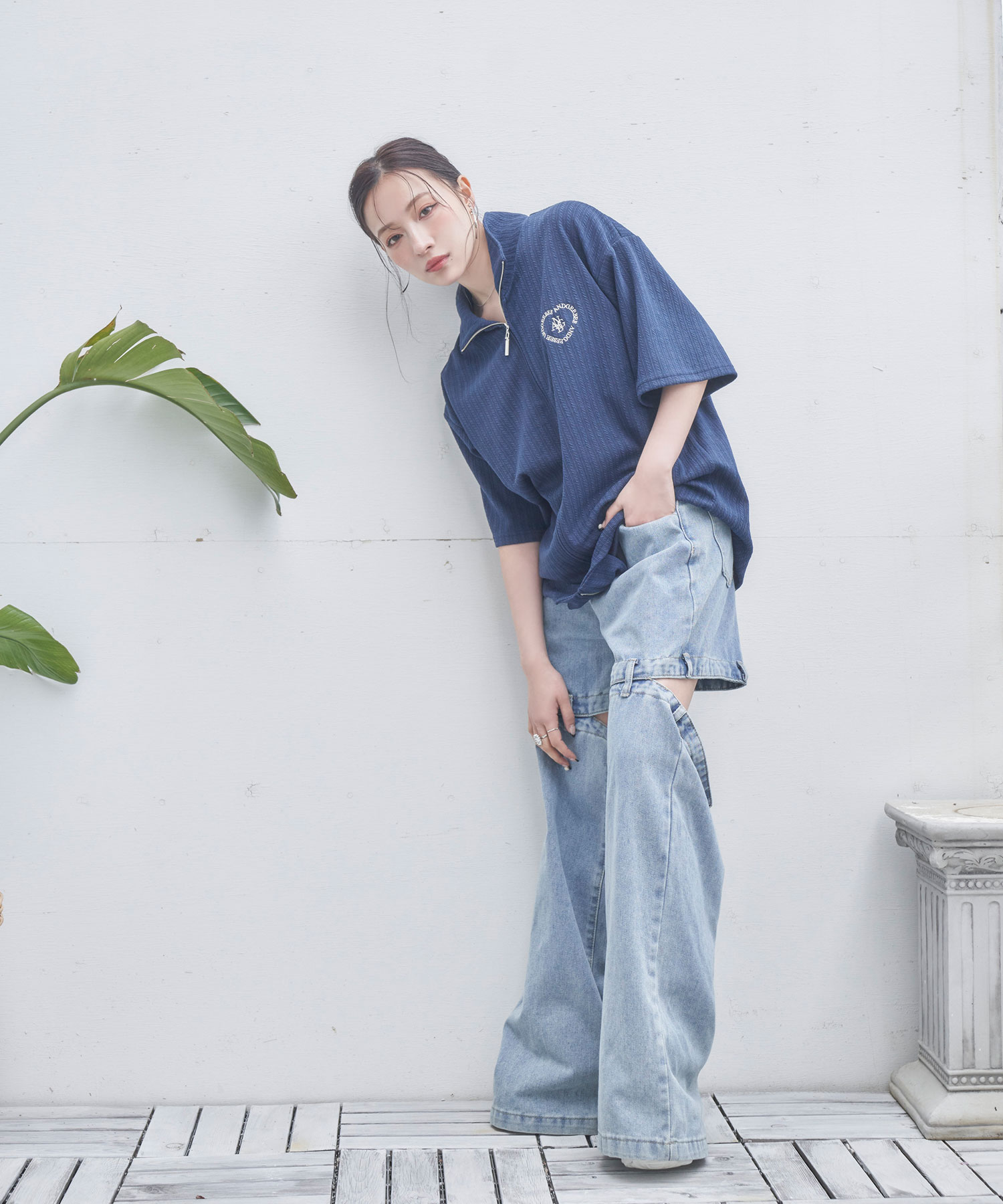 UNISEX フルジップケーブルトップス