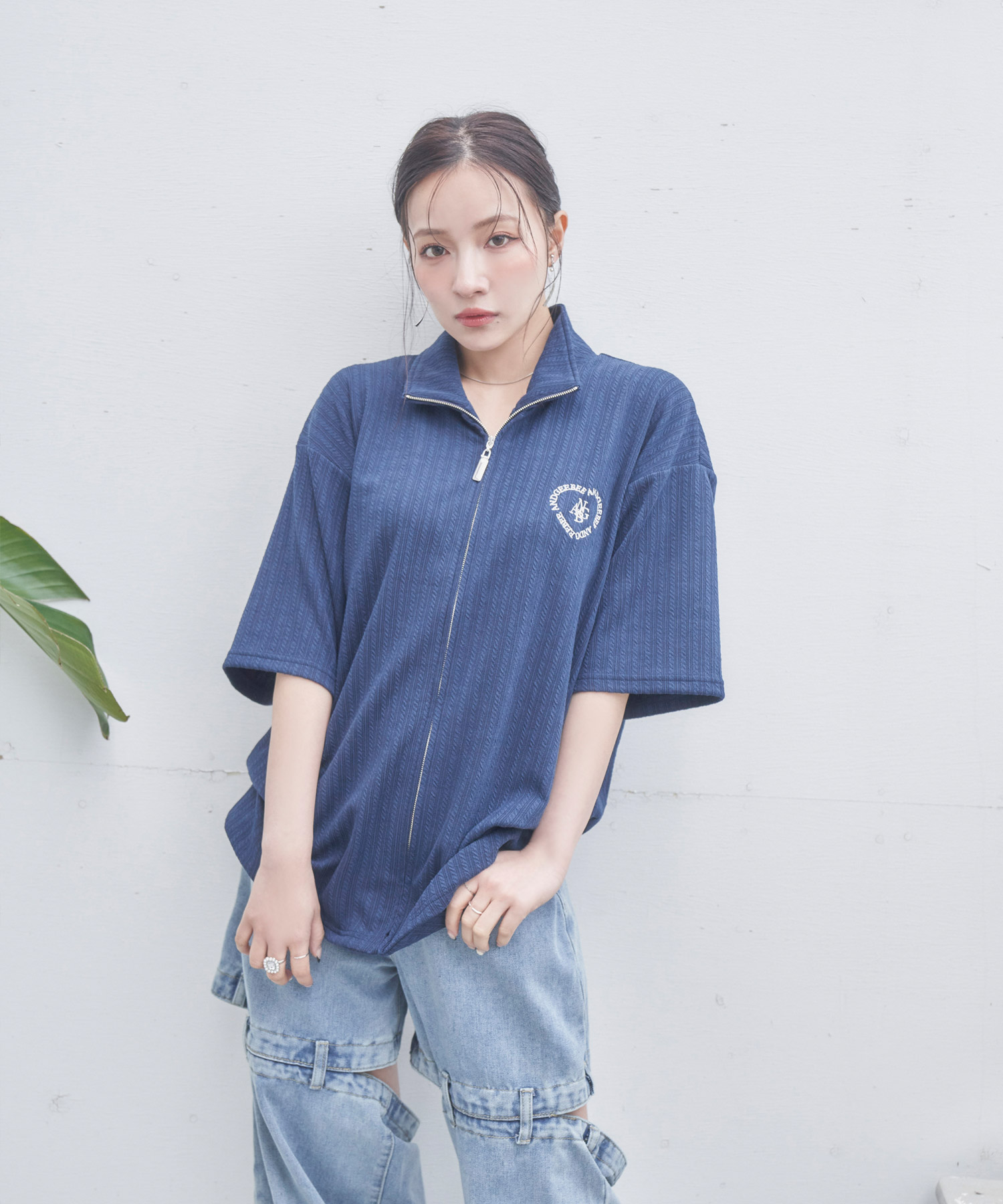 UNISEX フルジップケーブルトップス