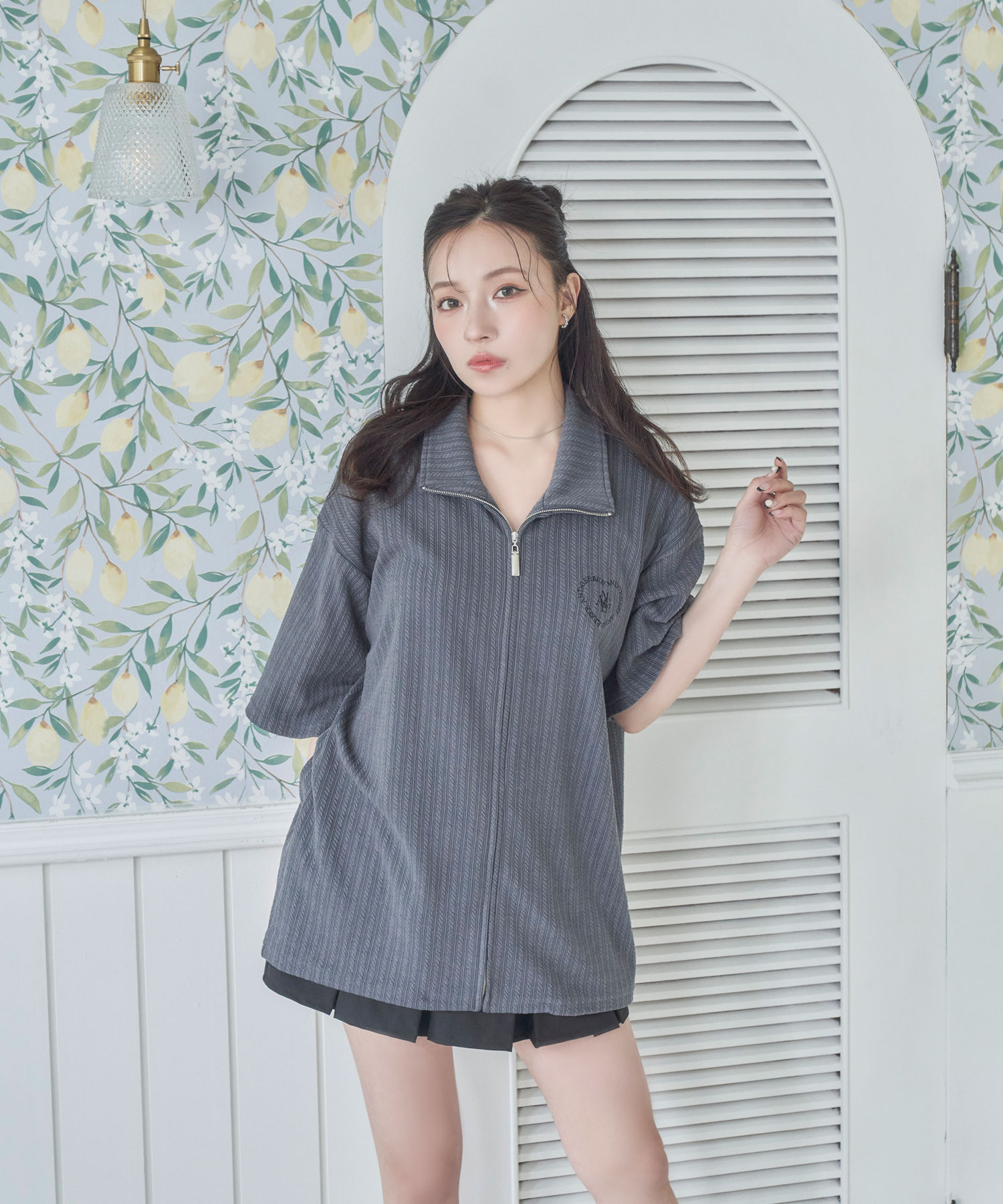 UNISEX フルジップケーブルトップス