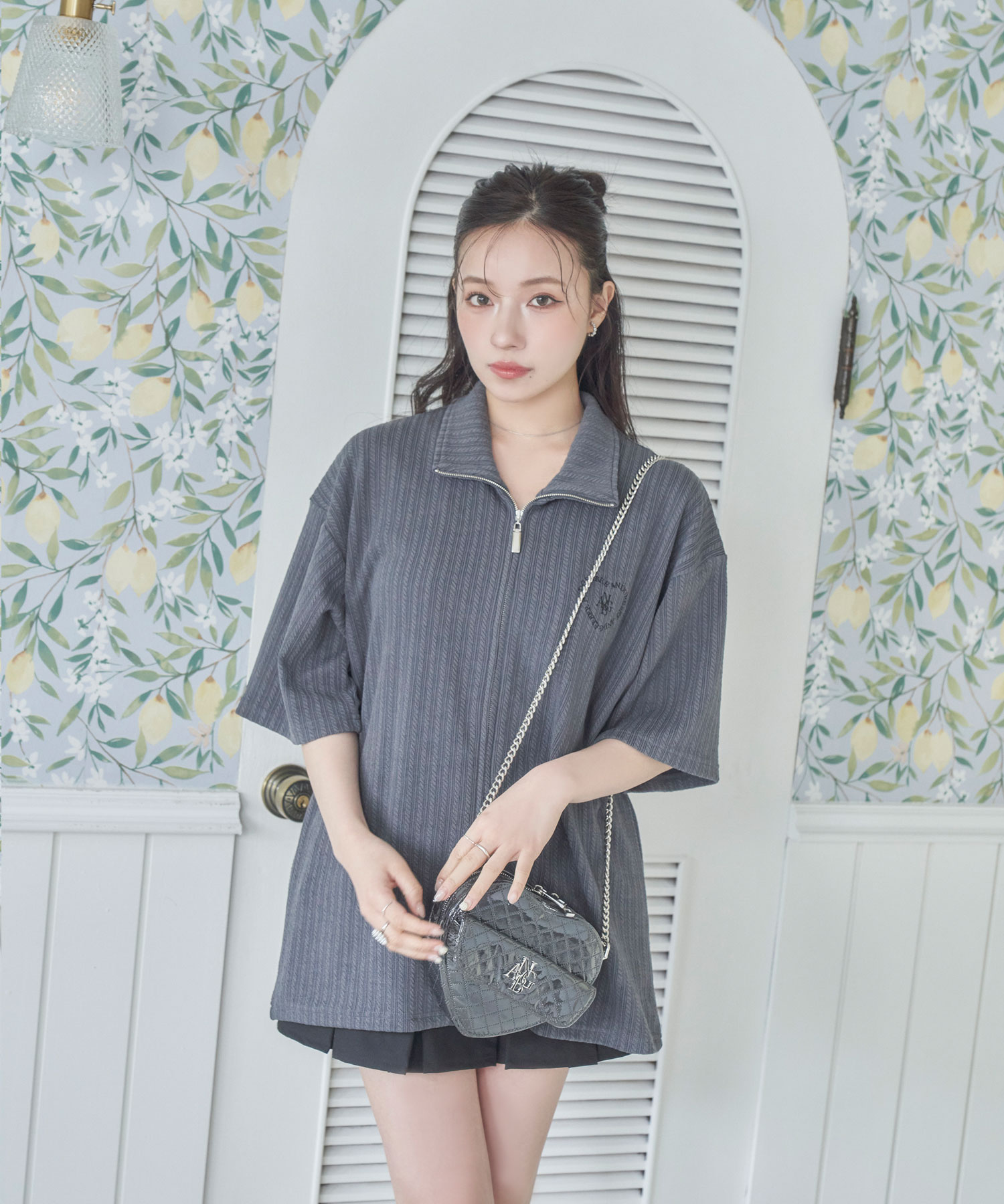 UNISEX フルジップケーブルトップス