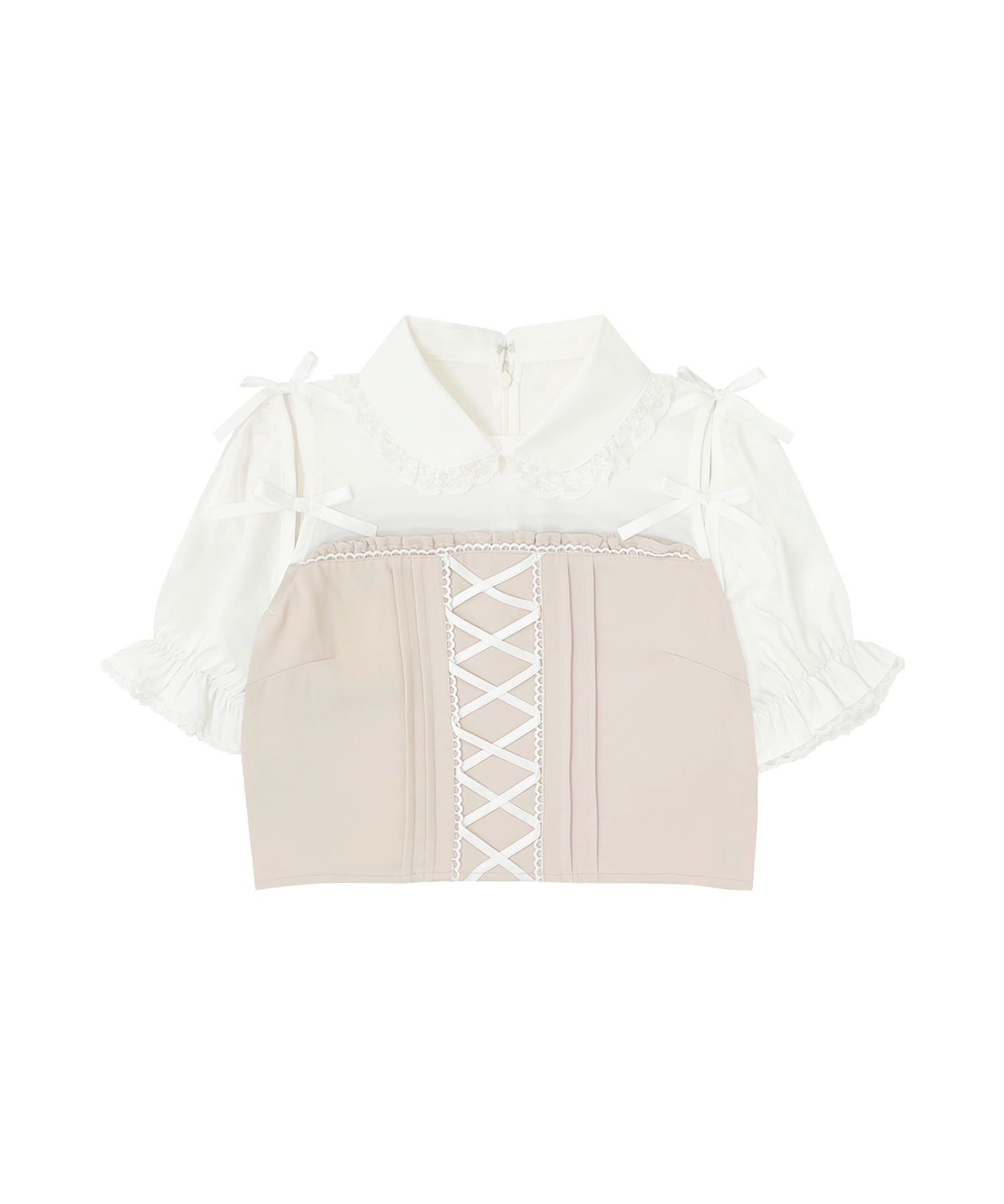 肩あきリボンセットアップ