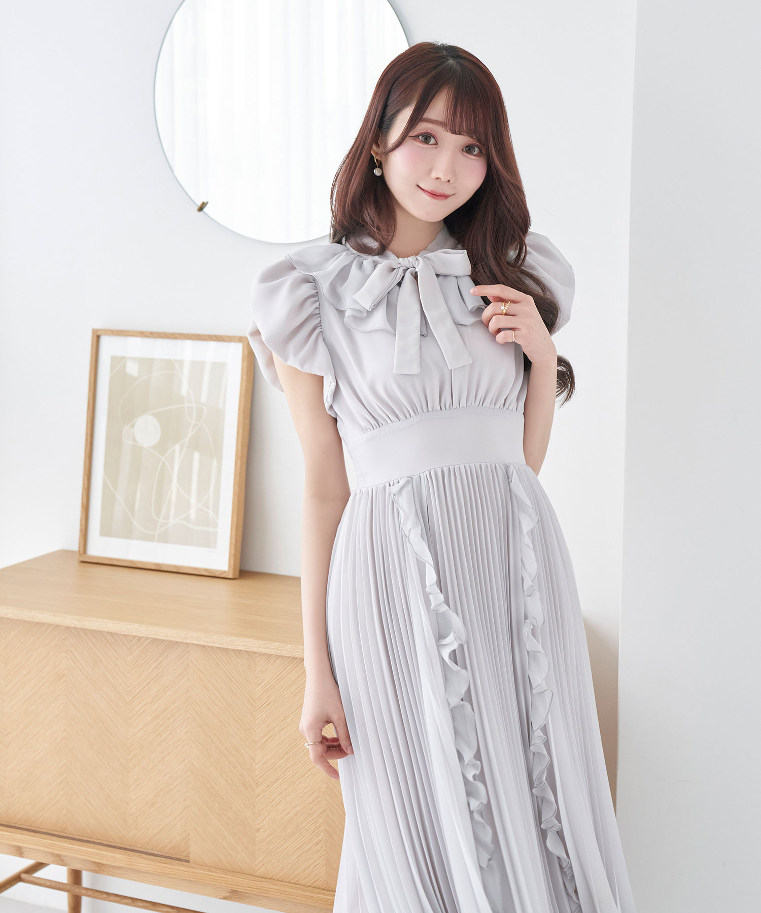 chiffon pleated dress