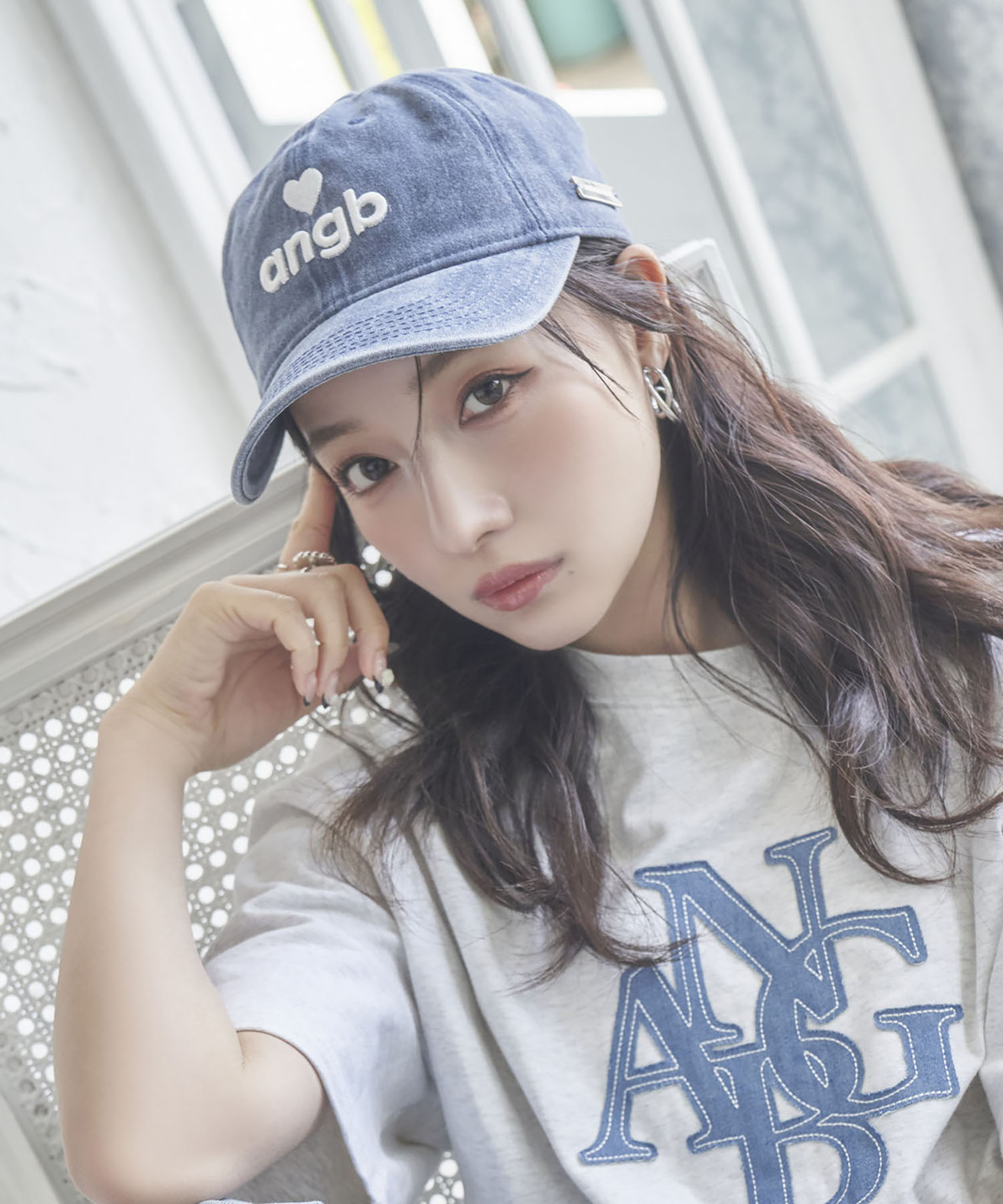 ケミカルウォッシュロゴキャップ