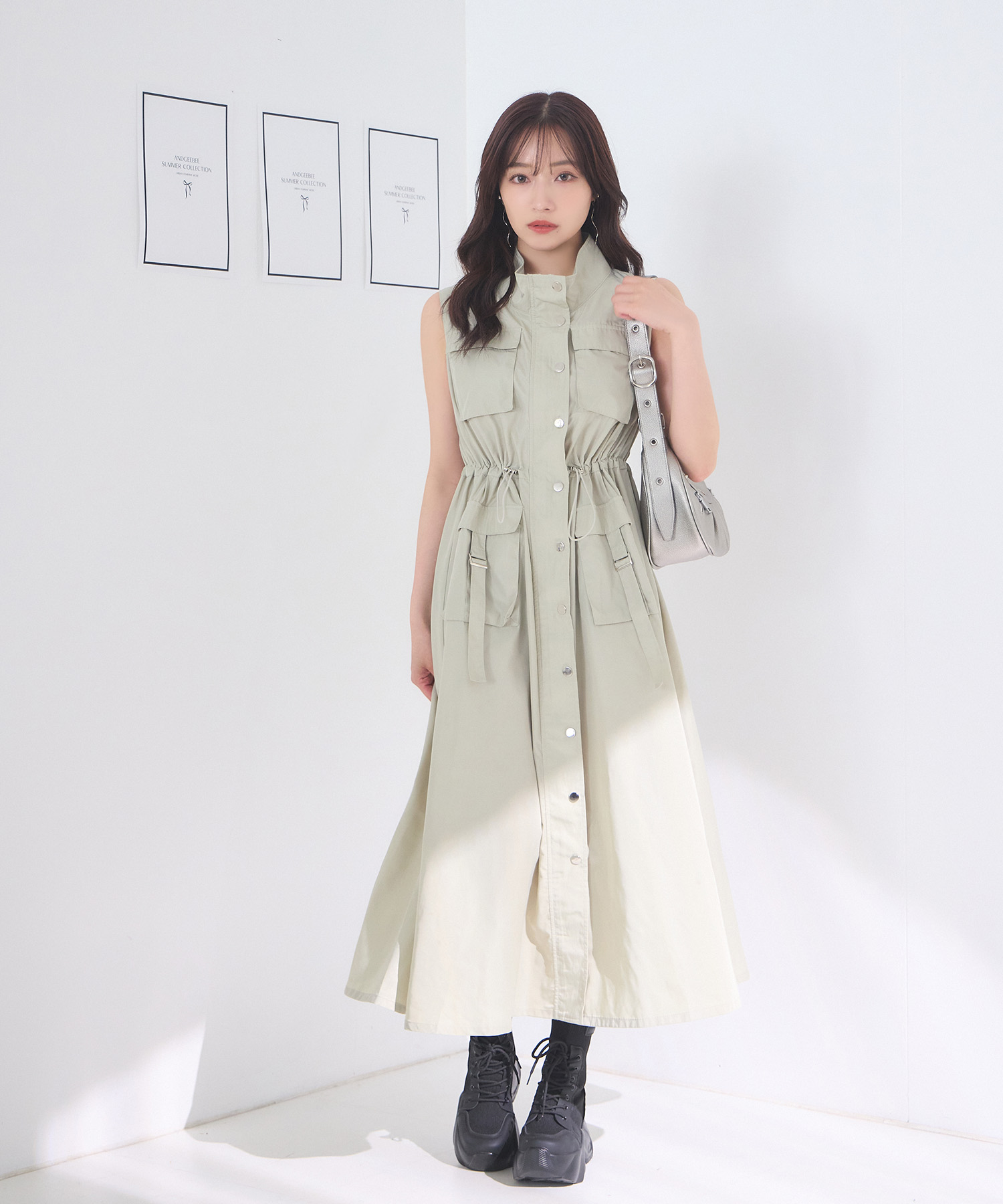 カーゴポケットロングワンピ