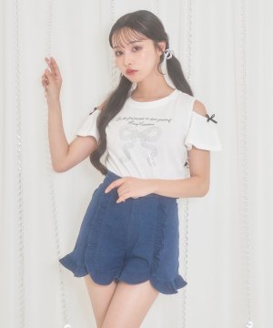 デニムフリルショートパンツ