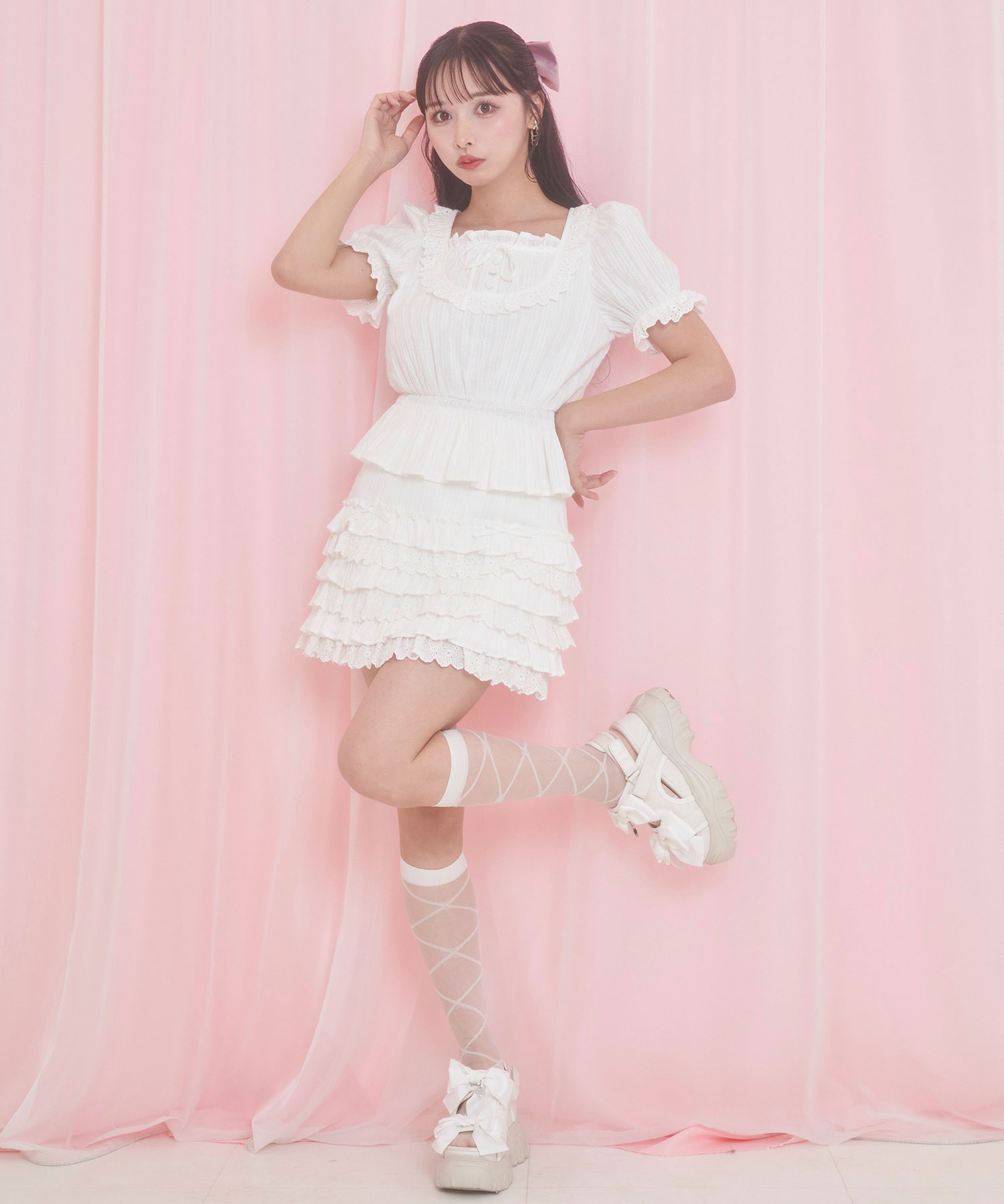 コットンペプラムトップス