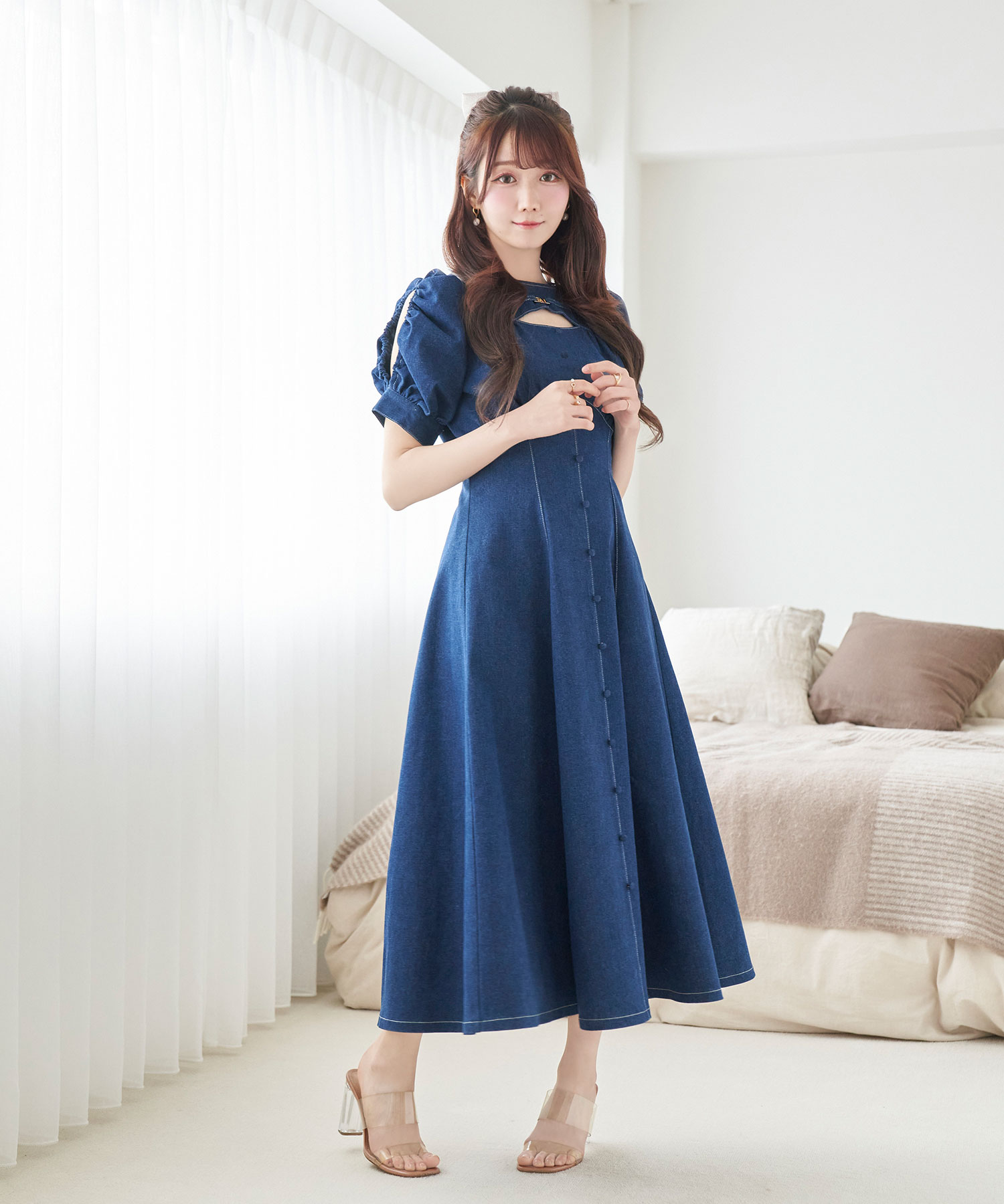 denim puff sleeves dress – BUNNY APARTMENT