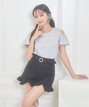 ビジューリボンTシャツ