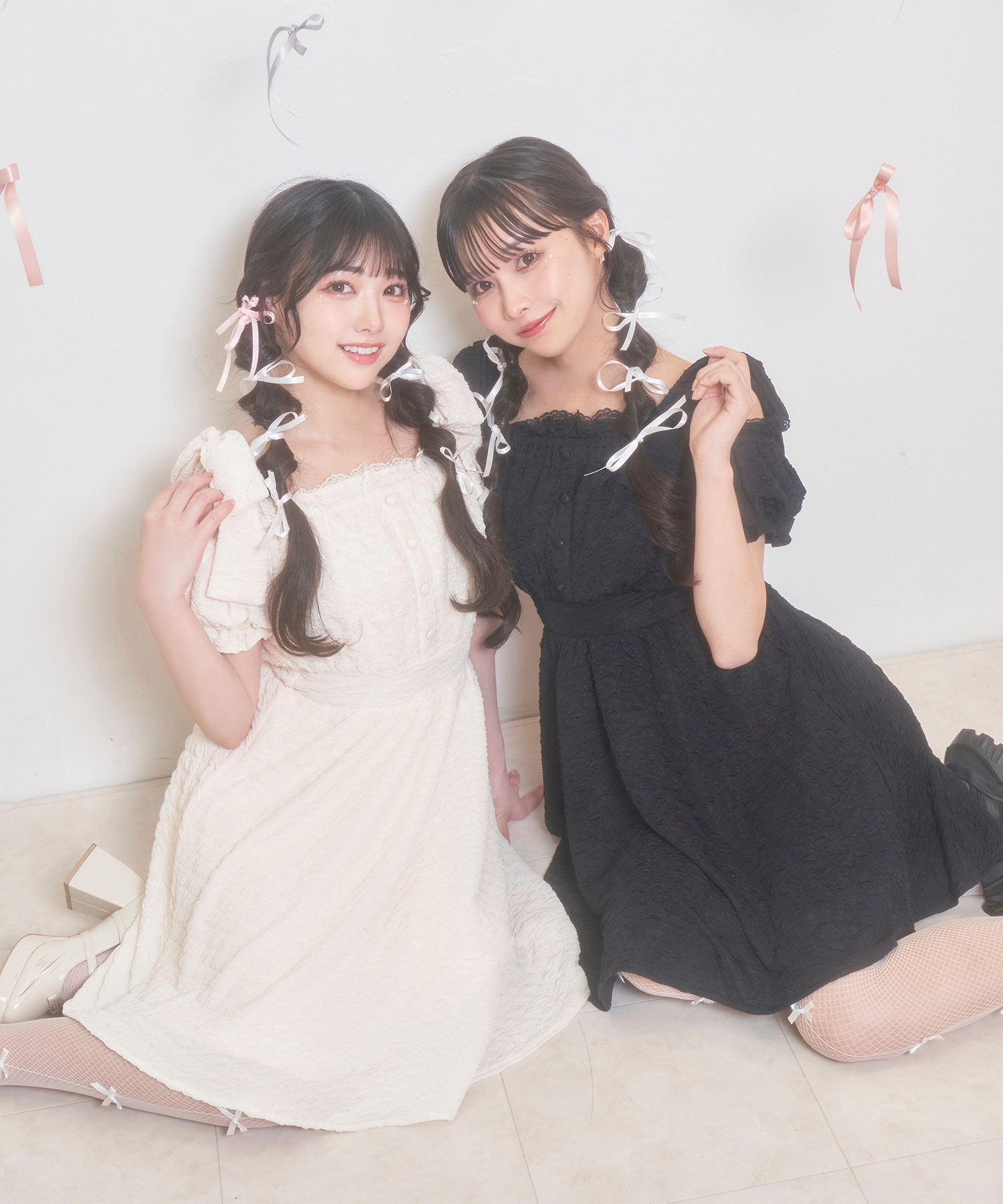 肩リボンストレッチワンピース